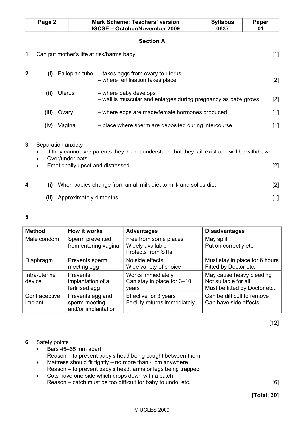 Mark scheme, page 2 of 6