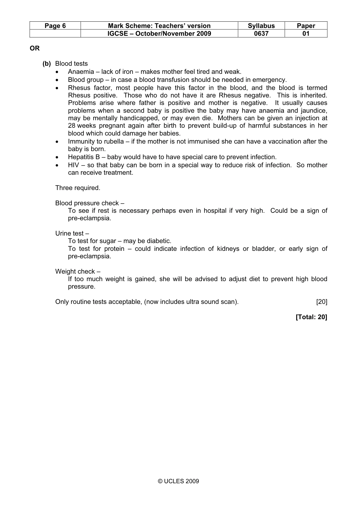 Mark scheme, page 6 of 6