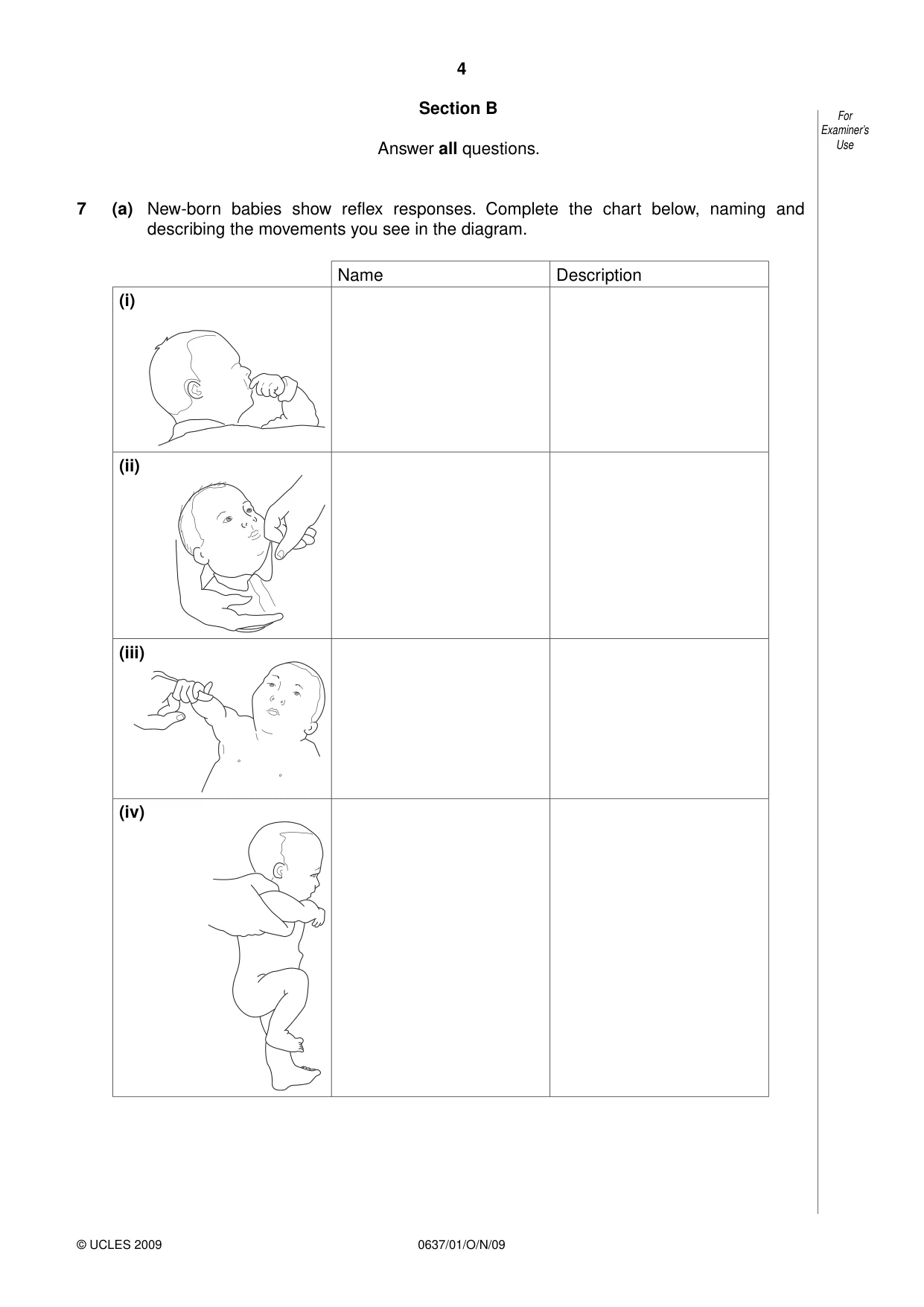 Cambridge IGCSE Child Development 0637 2009 Oct/Nov Paper 1 · Variant 1 question paper, page 4 of 12