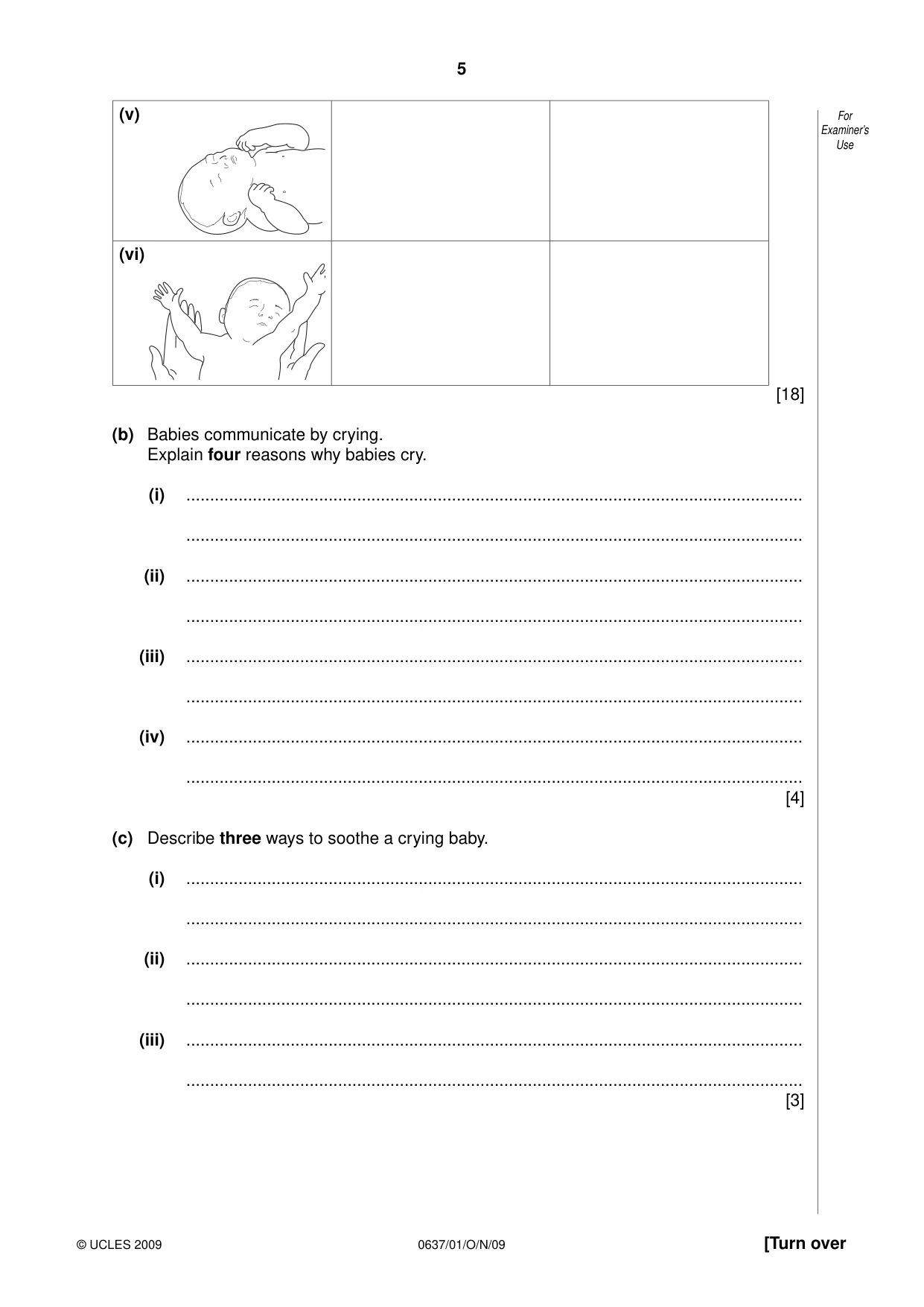 Cambridge IGCSE Child Development 0637 2009 Oct/Nov Paper 1 · Variant 1 question paper, page 5 of 12