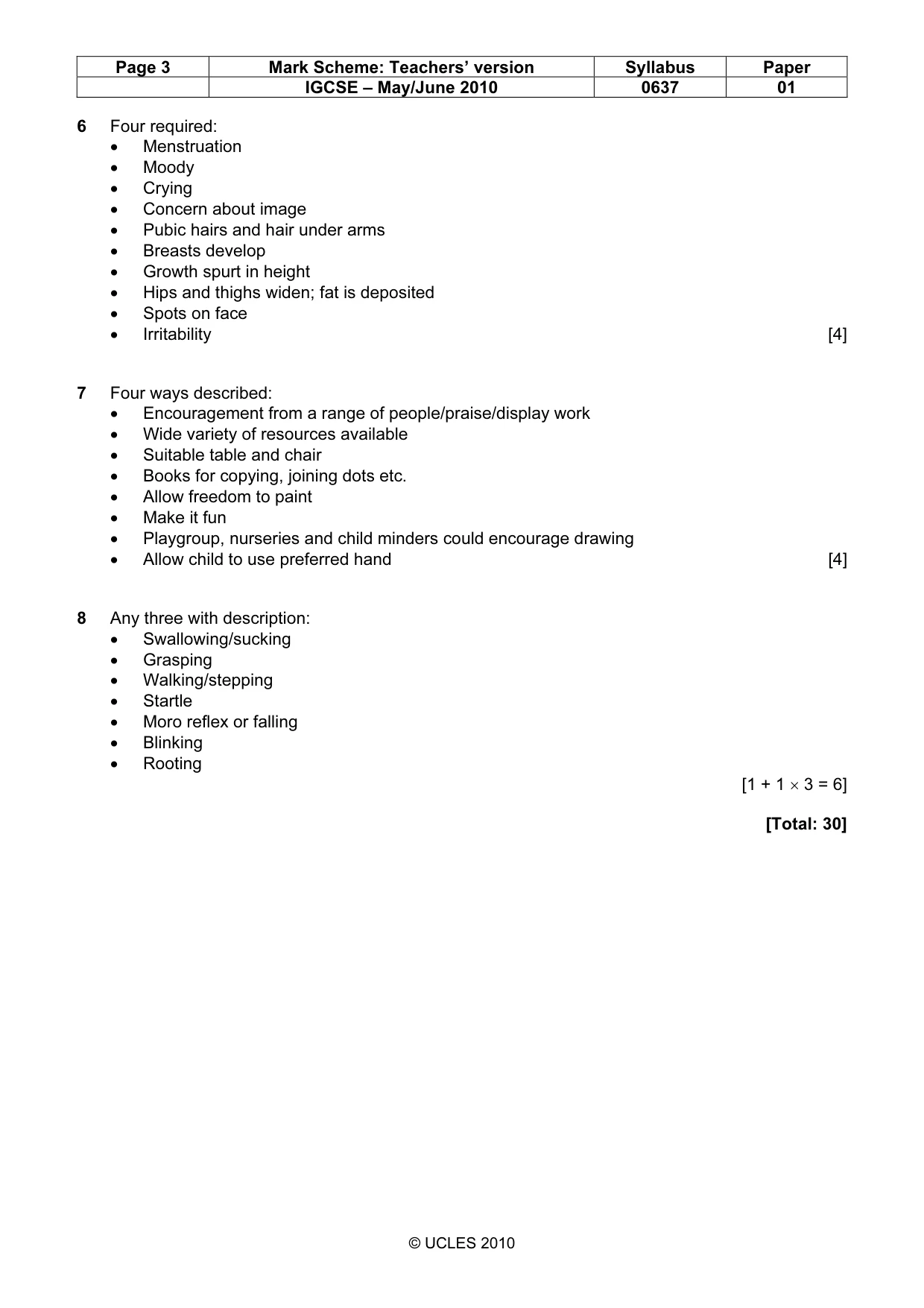 Mark scheme, page 3 of 8