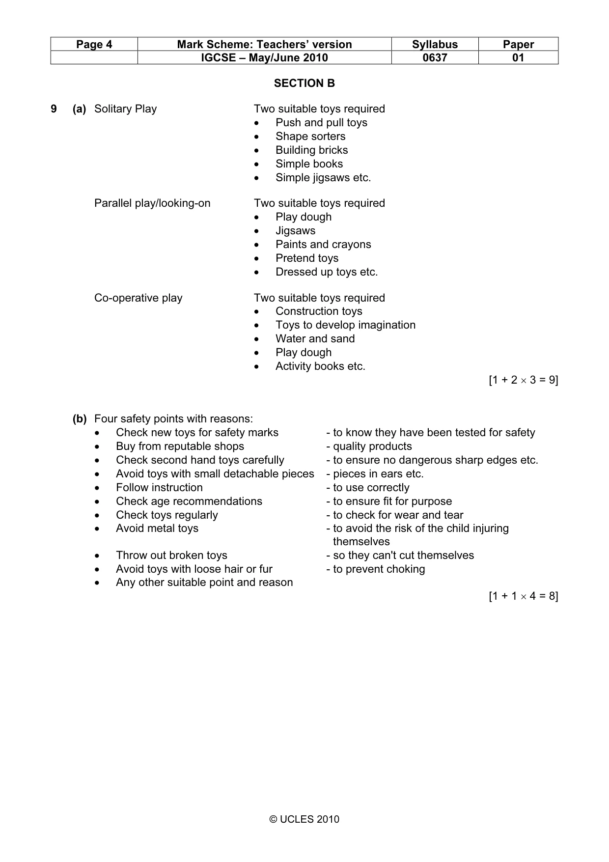 Mark scheme, page 4 of 8