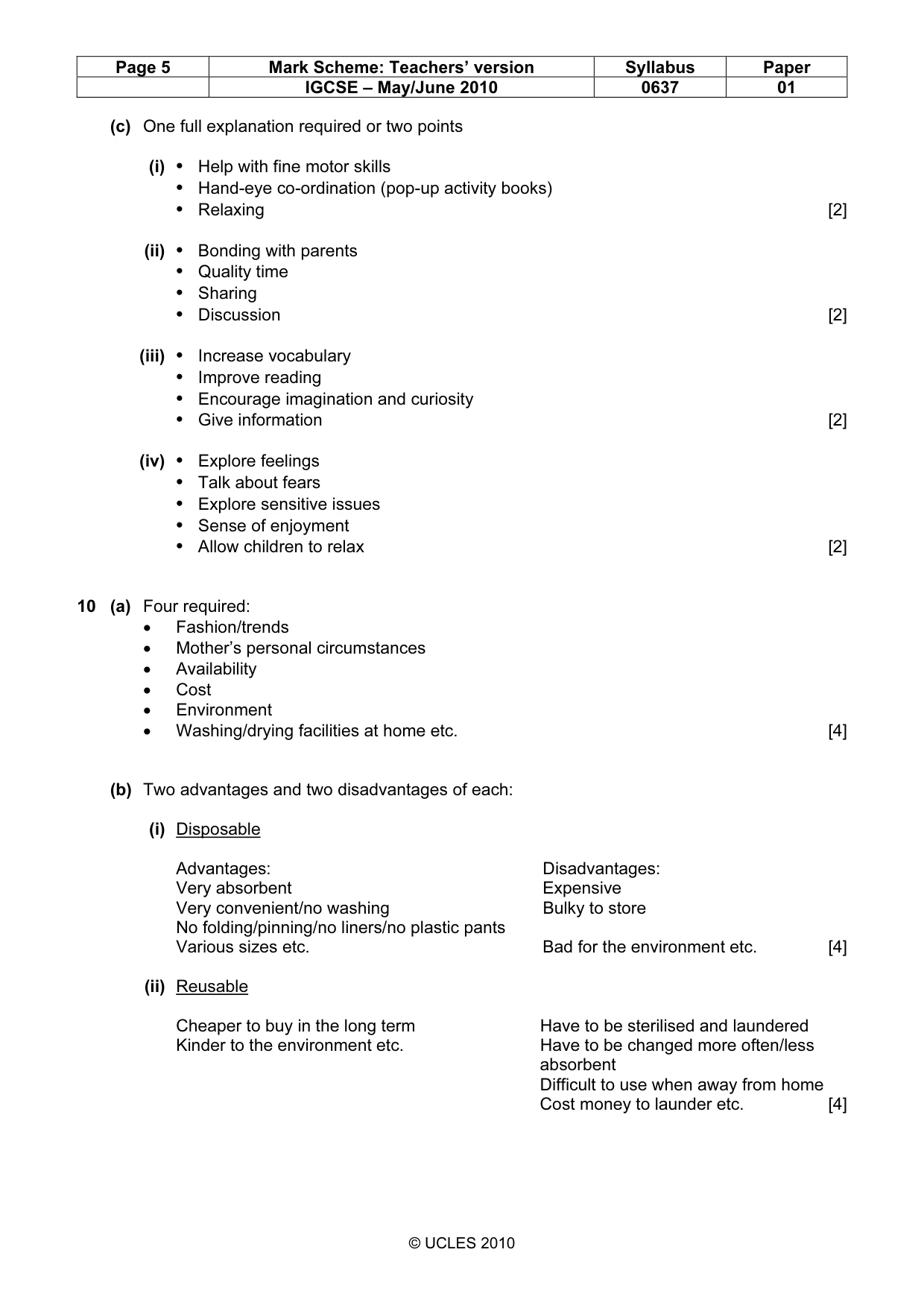 Mark scheme, page 5 of 8