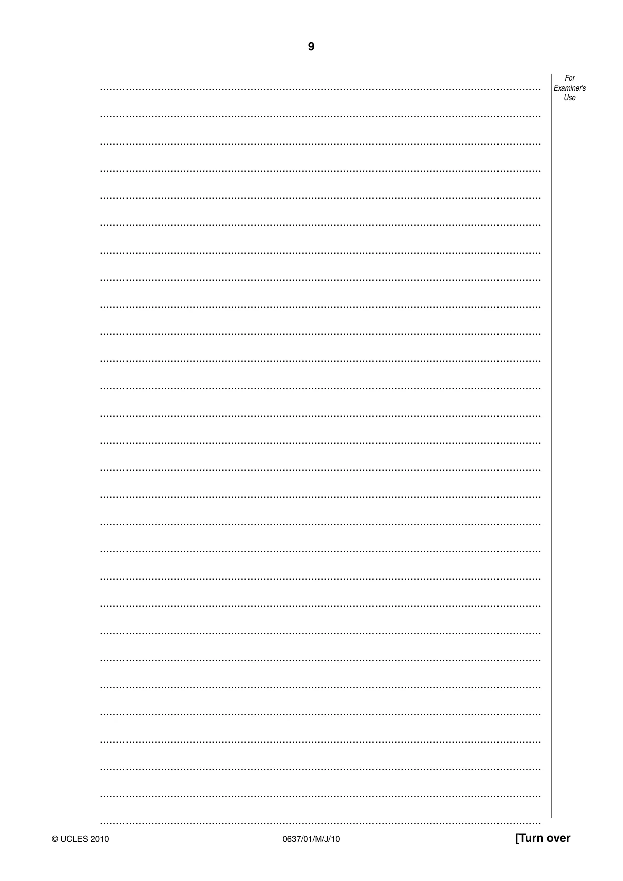 Cambridge IGCSE Child Development 0637 2010 May/June Paper 1 · Variant 1 question paper, page 9 of 12