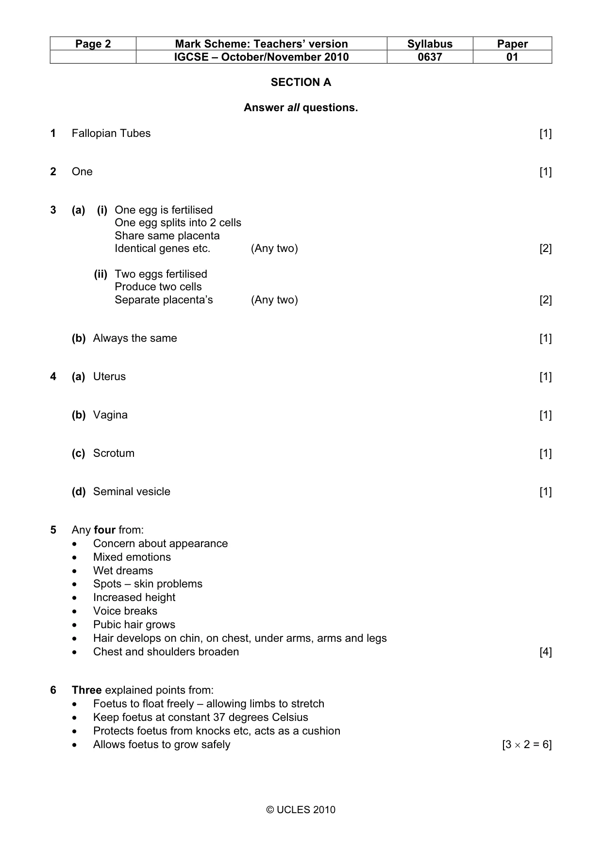 Mark scheme, page 2 of 7