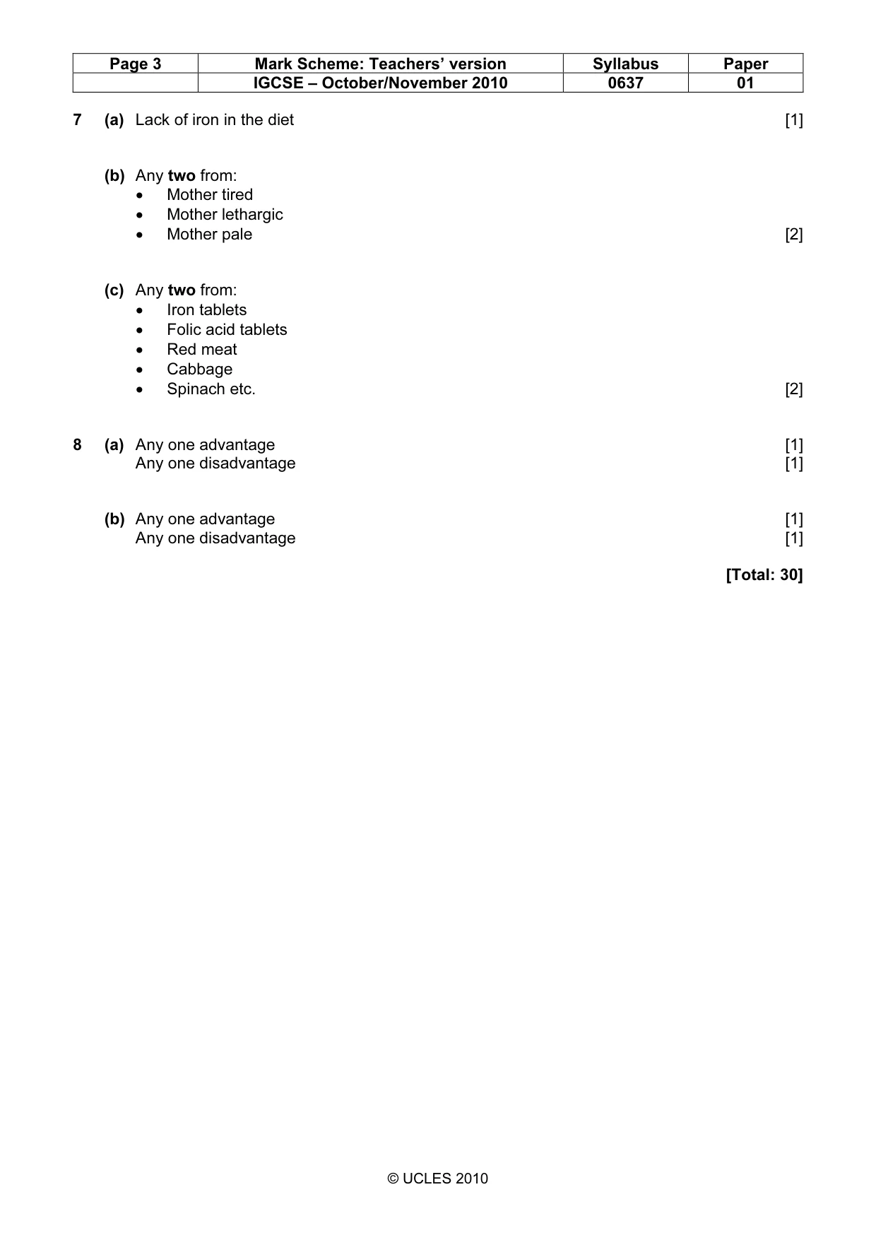 Mark scheme, page 3 of 7