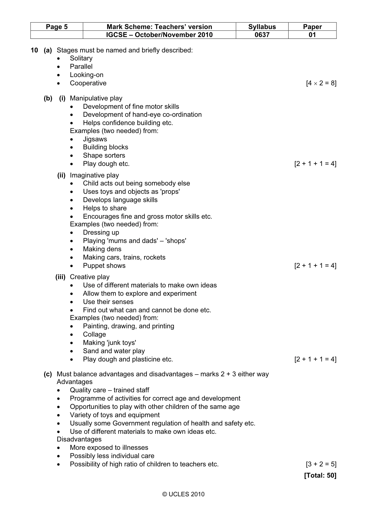 Mark scheme, page 5 of 7