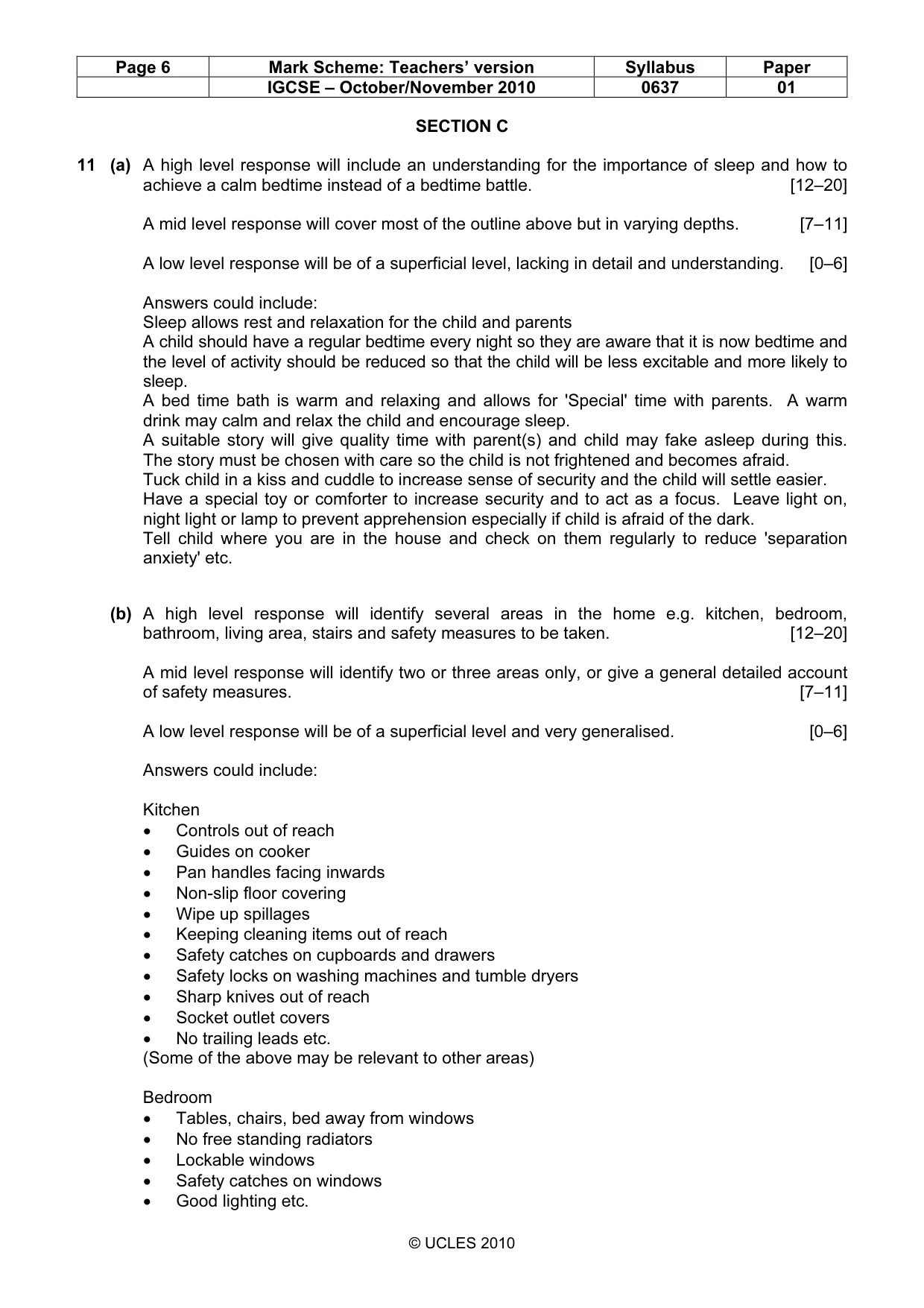 Mark scheme, page 6 of 7