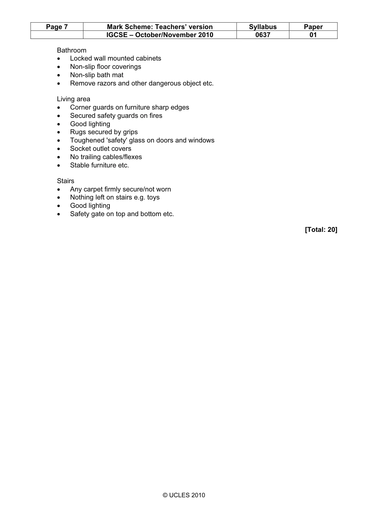 Mark scheme, page 7 of 7