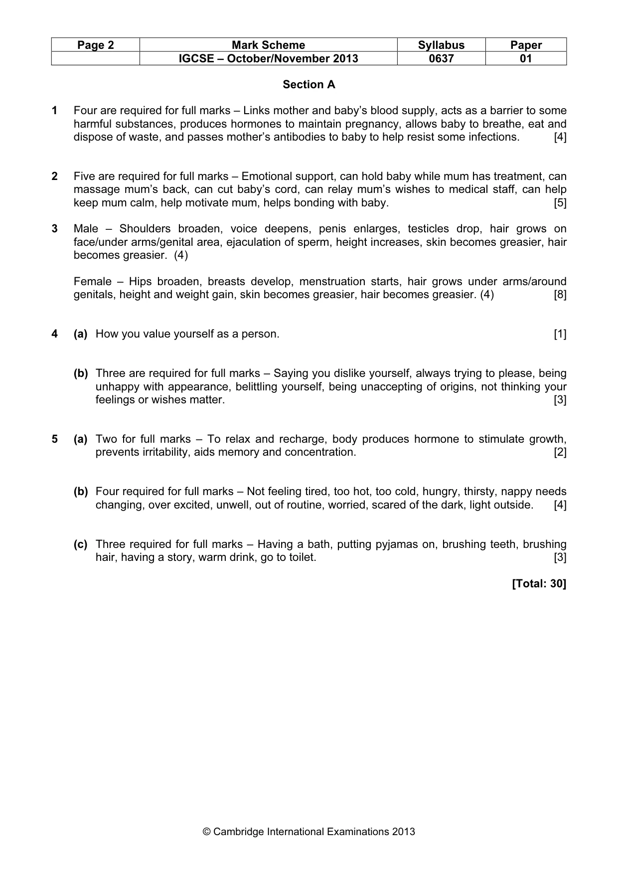 Mark scheme, page 2 of 6