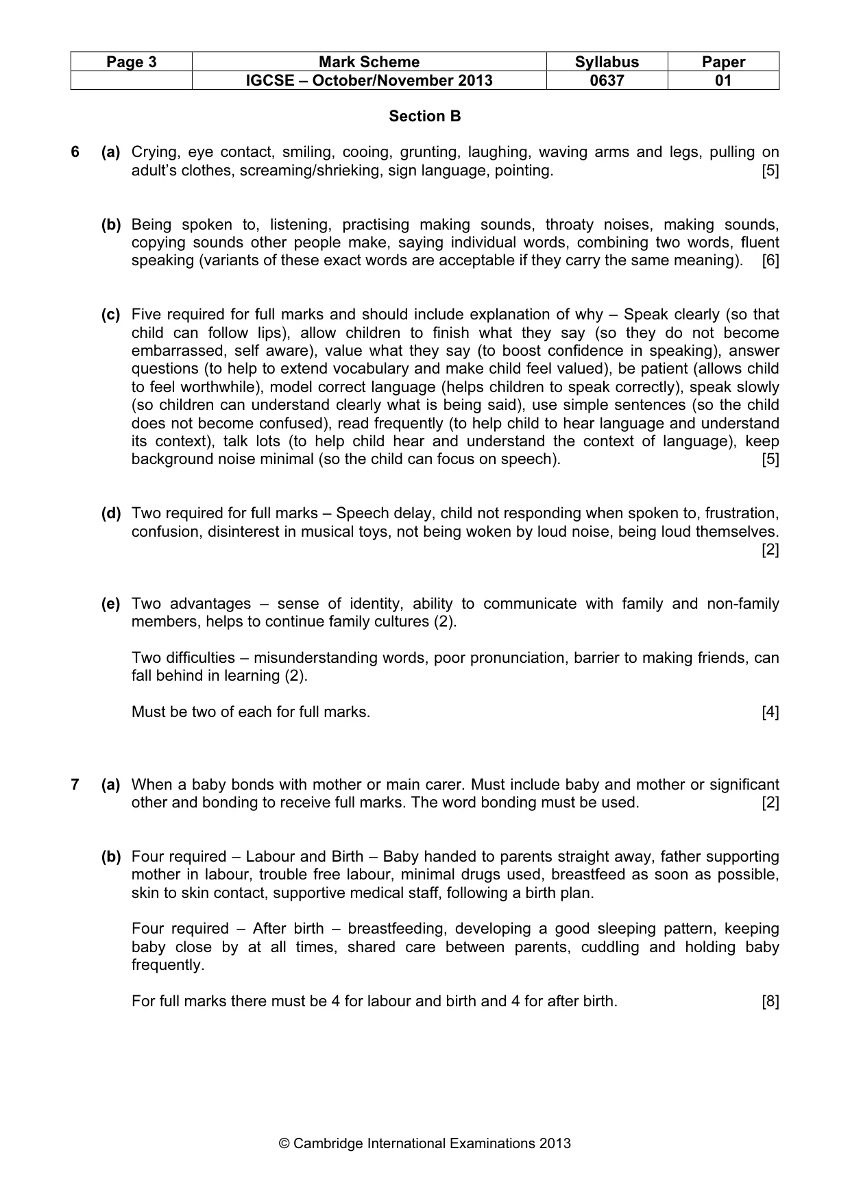Mark scheme, page 3 of 6