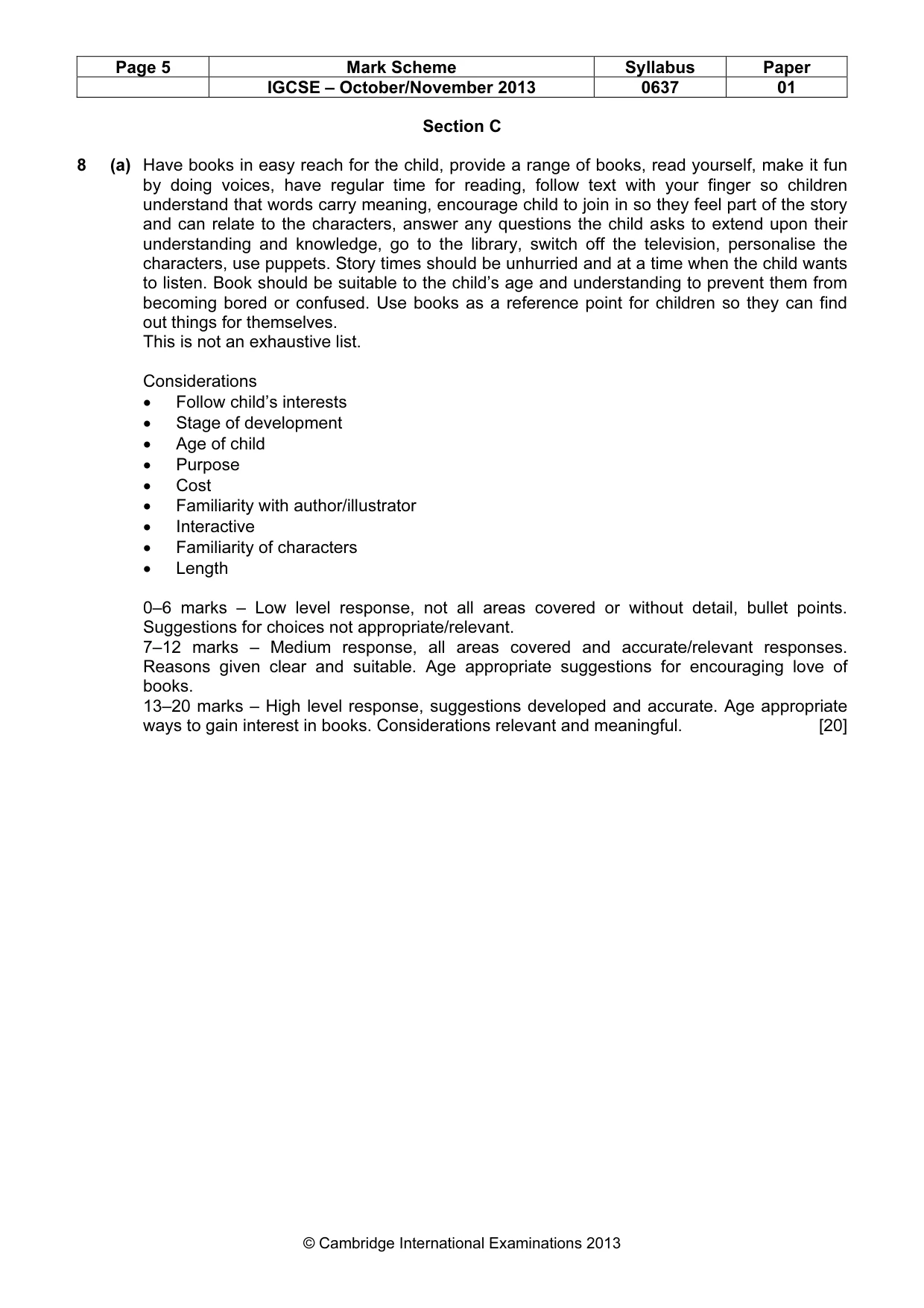 Mark scheme, page 5 of 6