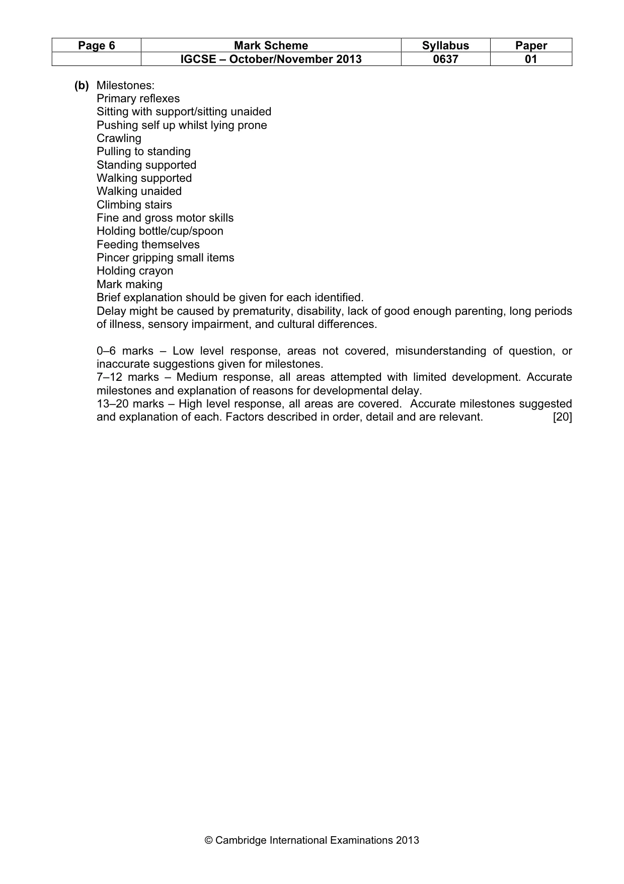 Mark scheme, page 6 of 6