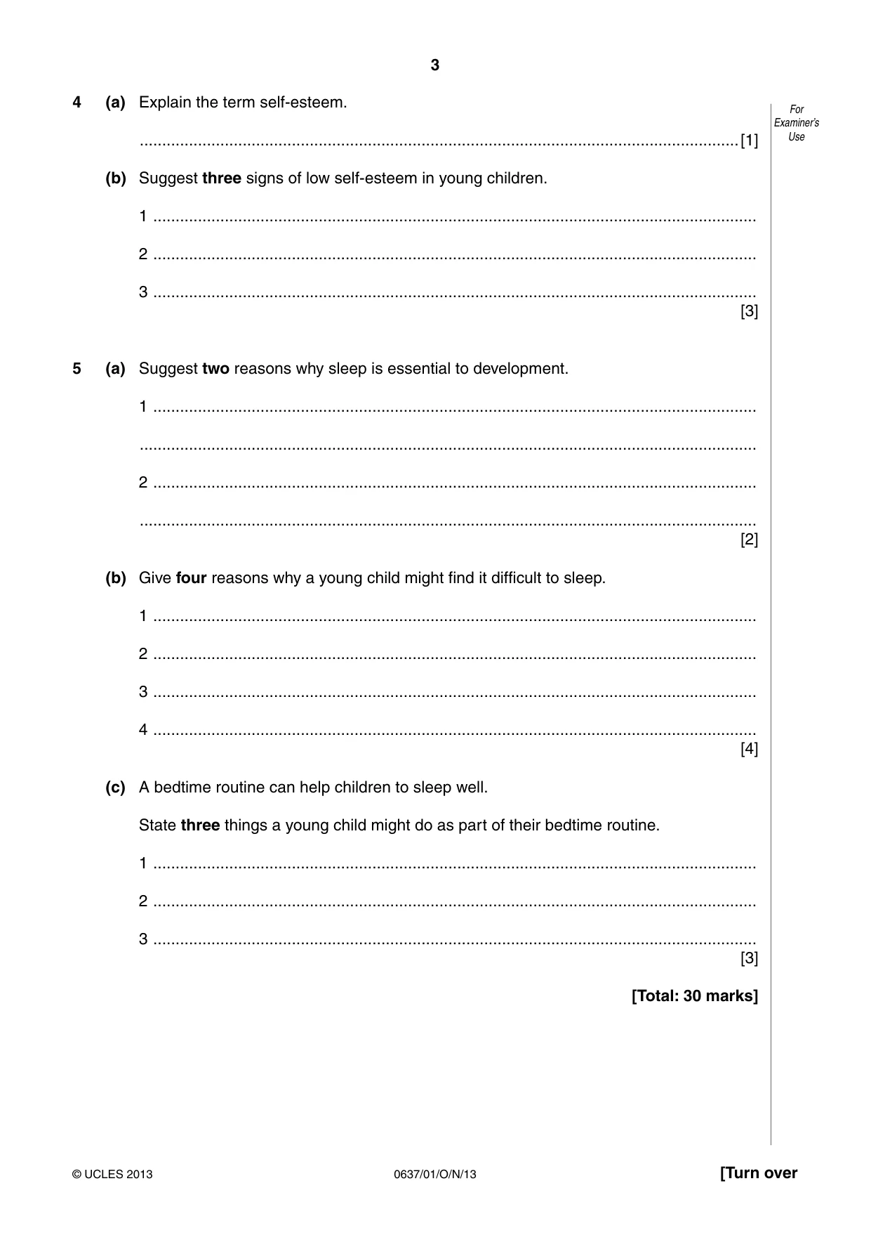 Cambridge IGCSE Child Development 0637 2013 Oct/Nov Paper 1 · Variant 1 question paper, page 3 of 12