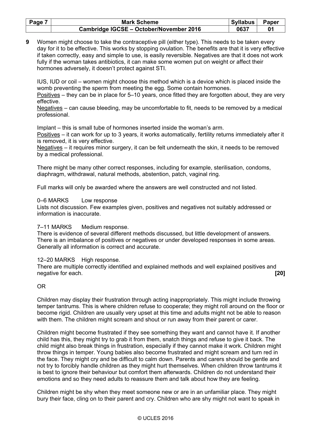 Mark scheme, page 7 of 8