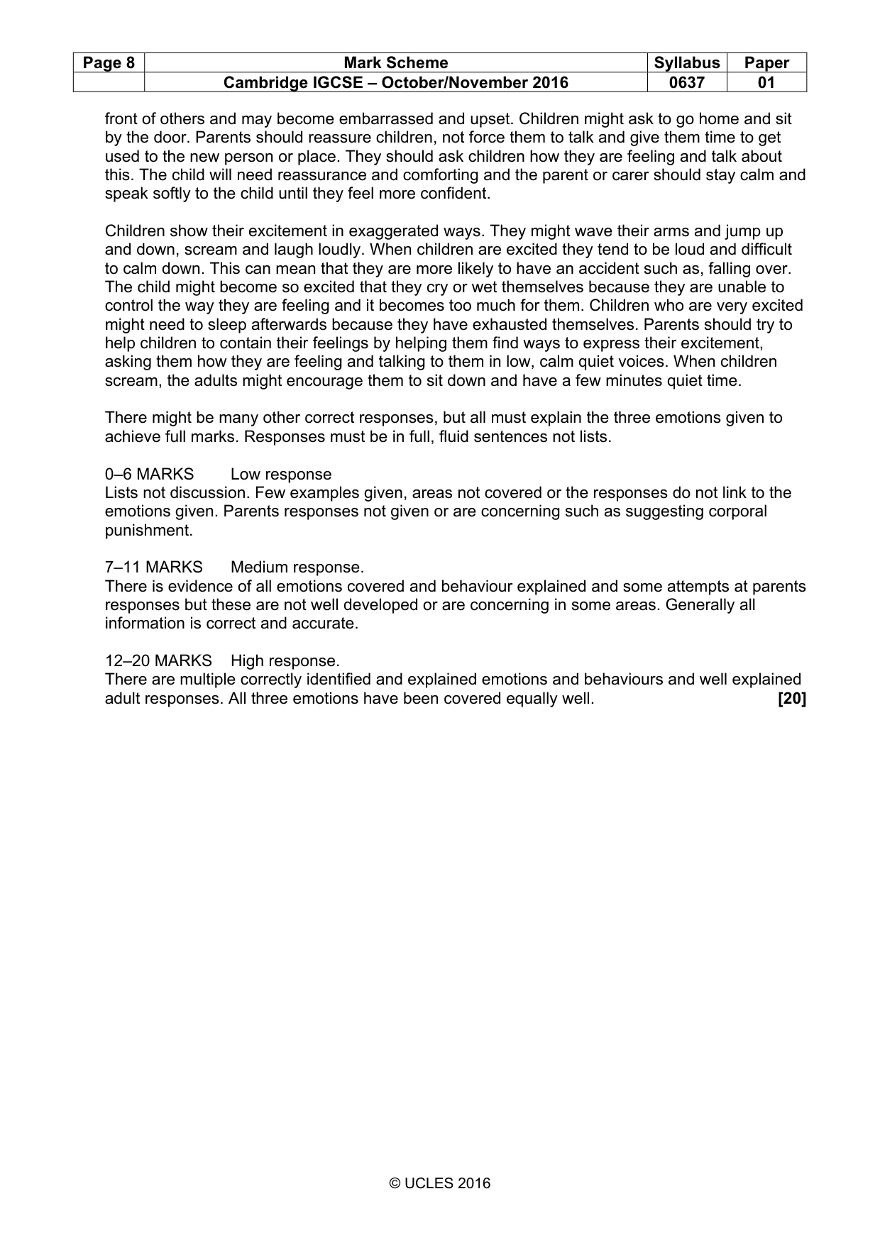Mark scheme, page 8 of 8