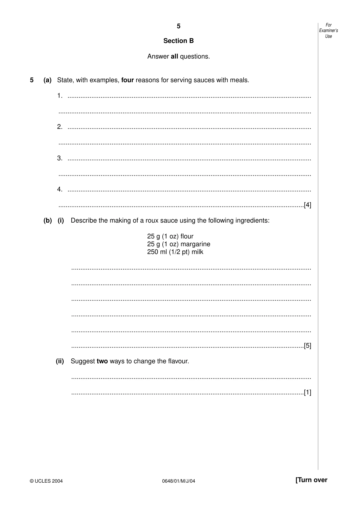 Cambridge IGCSE Food and Nutrition 0648 2004 May/June Paper 1 · Variant 1 question paper, page 5 of 12