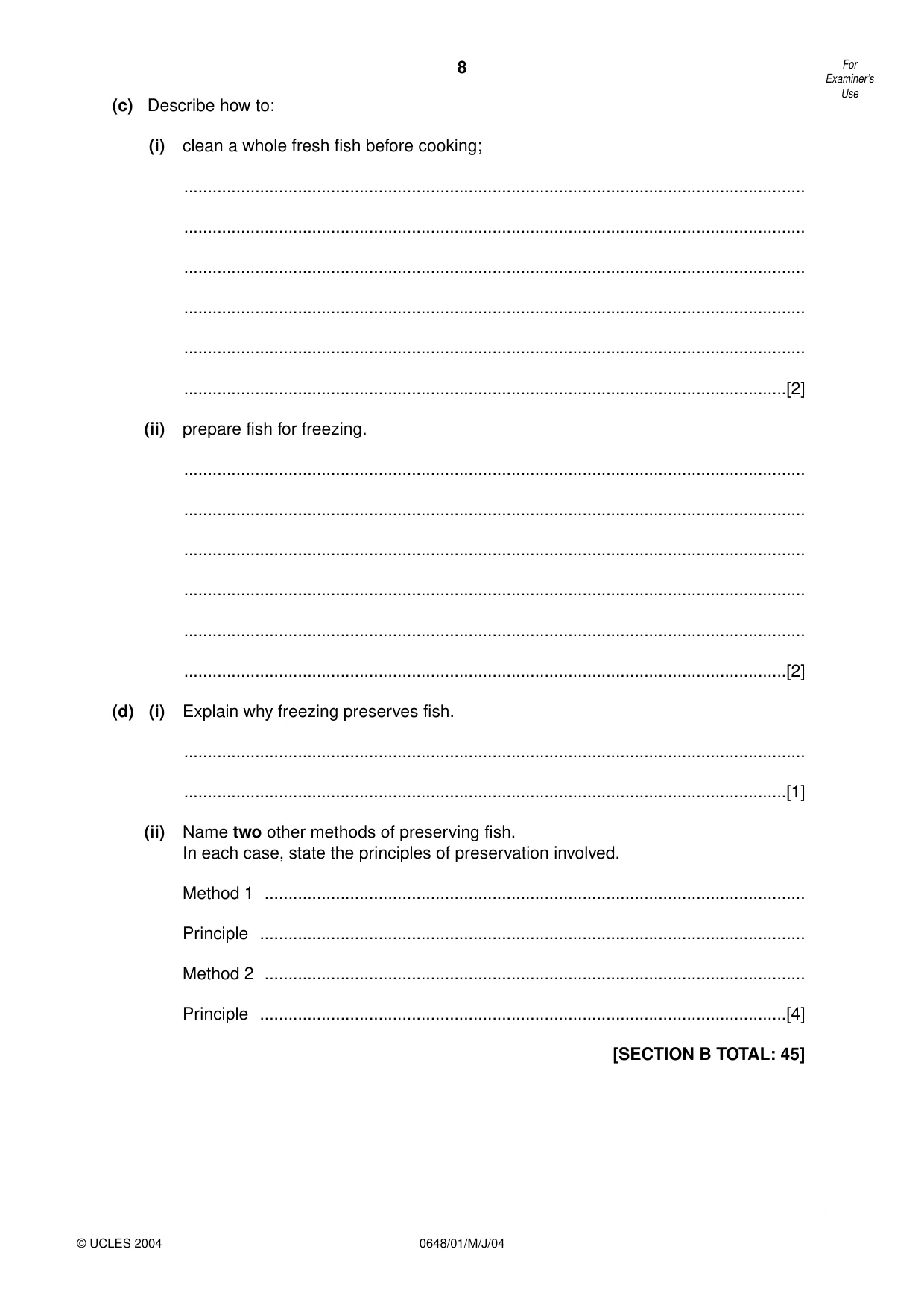 Cambridge IGCSE Food and Nutrition 0648 2004 May/June Paper 1 · Variant 1 question paper, page 8 of 12