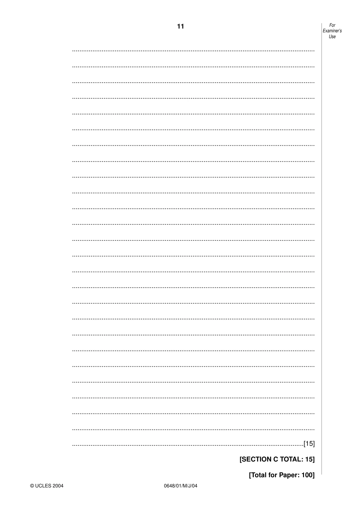 Cambridge IGCSE Food and Nutrition 0648 2004 May/June Paper 1 · Variant 1 question paper, page 11 of 12
