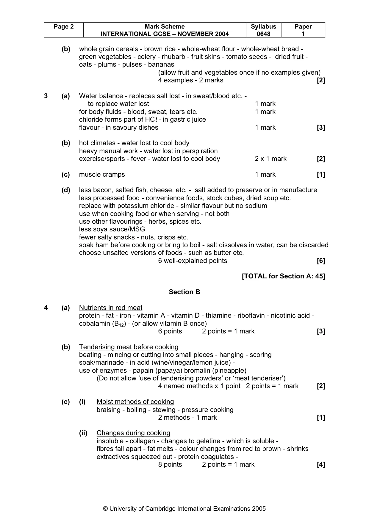 Mark scheme, page 5 of 9