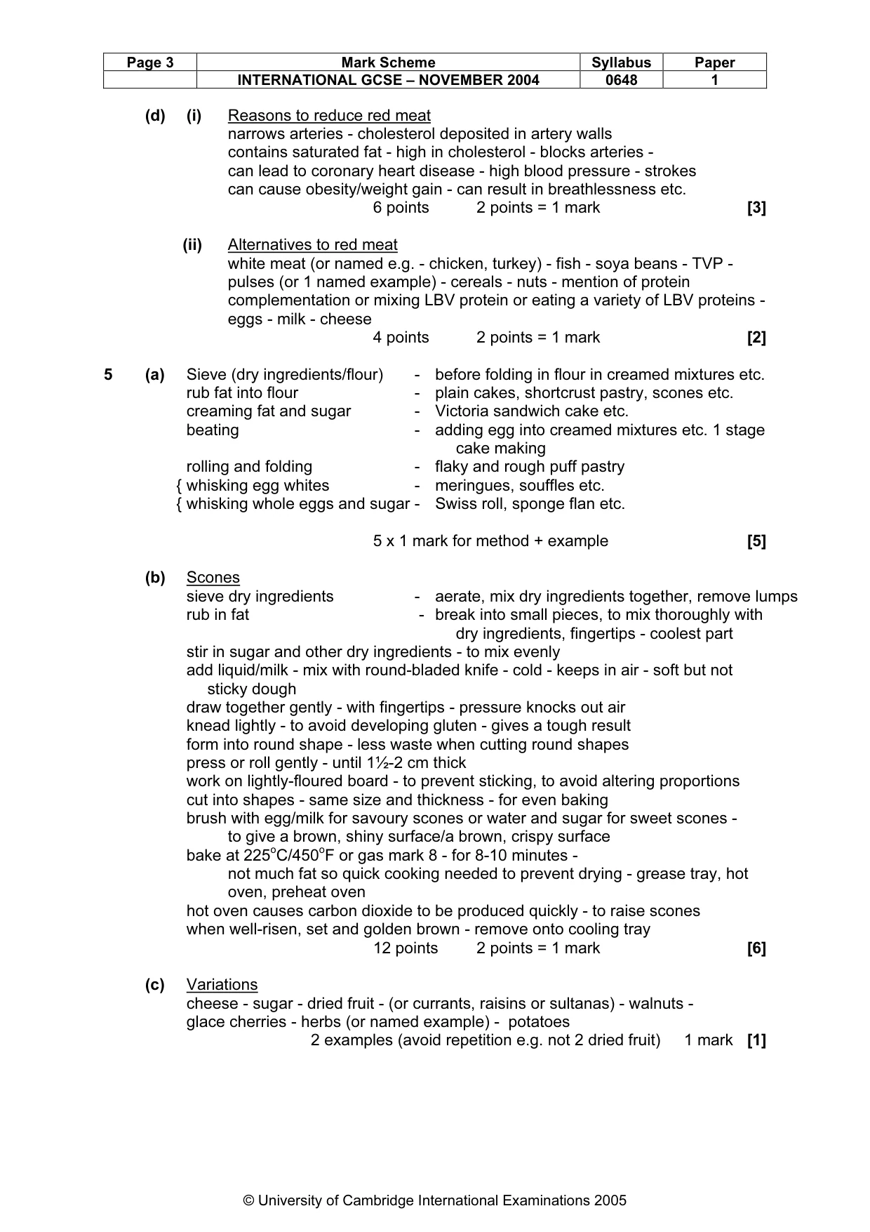Mark scheme, page 6 of 9