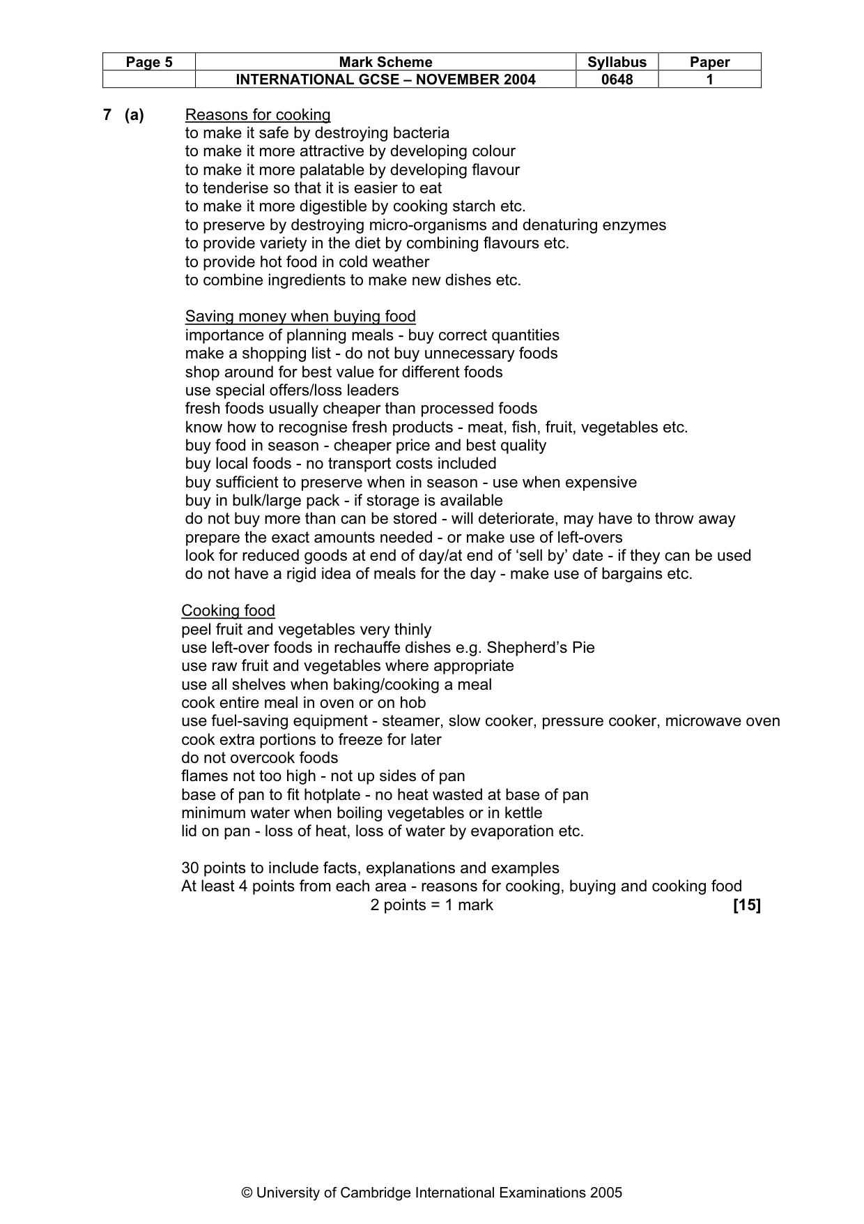 Mark scheme, page 8 of 9