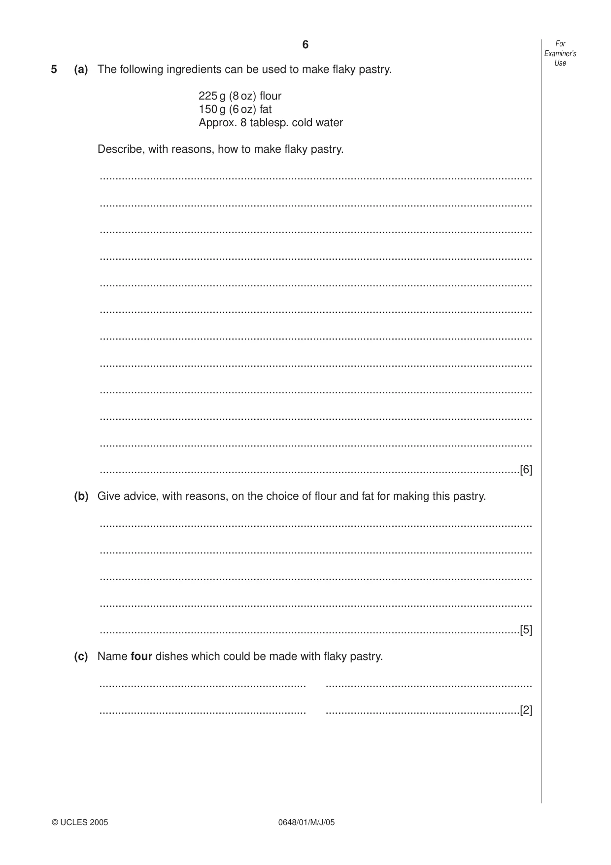 Cambridge IGCSE Food and Nutrition 0648 2005 May/June Paper 1 · Variant 1 question paper, page 6 of 12