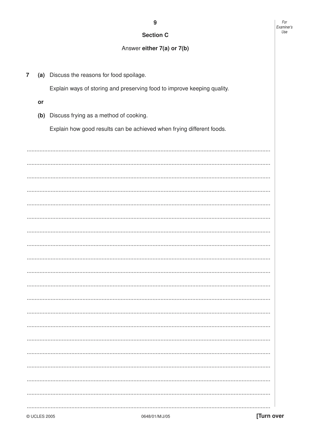 Cambridge IGCSE Food and Nutrition 0648 2005 May/June Paper 1 · Variant 1 question paper, page 9 of 12