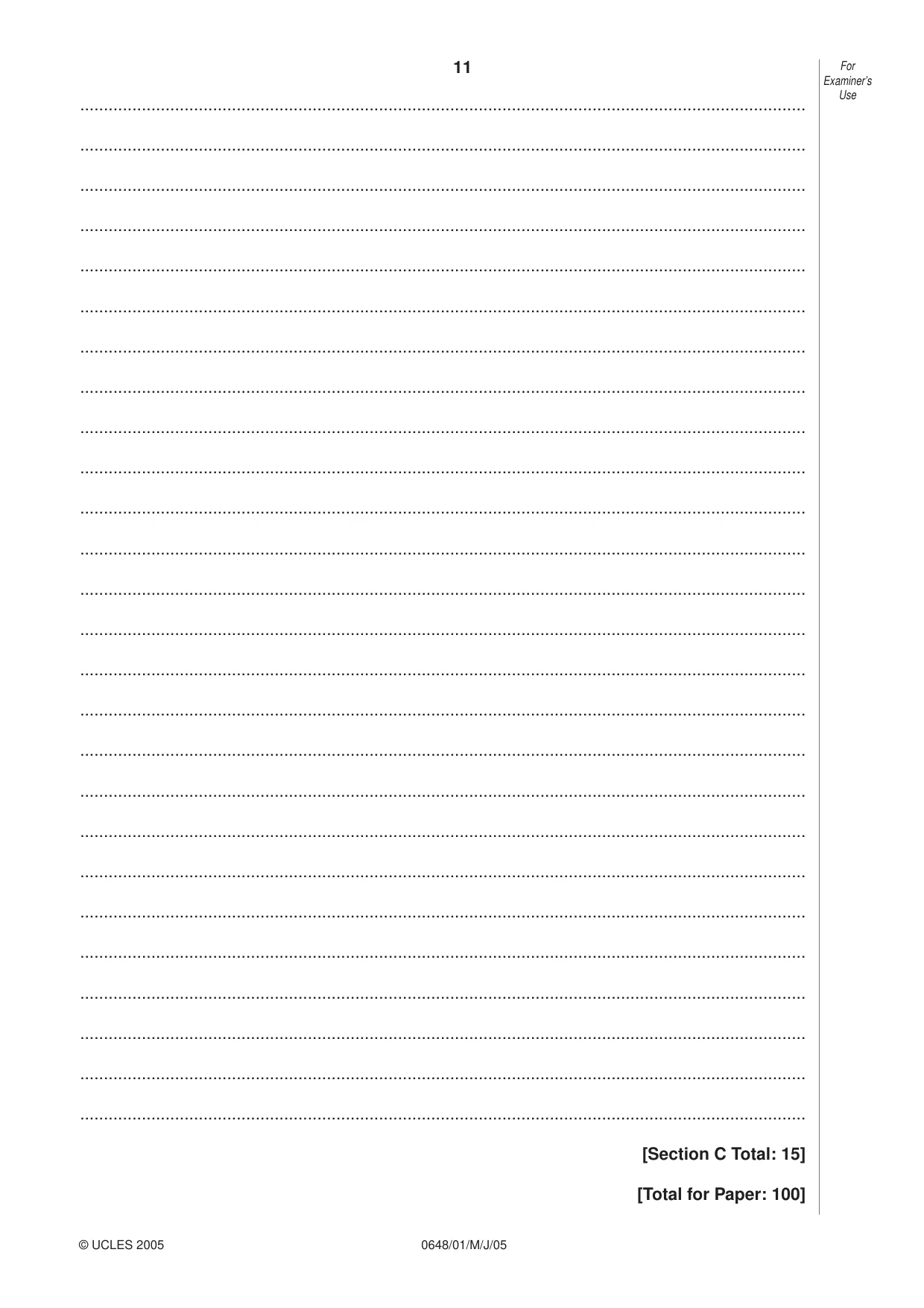 Cambridge IGCSE Food and Nutrition 0648 2005 May/June Paper 1 · Variant 1 question paper, page 11 of 12