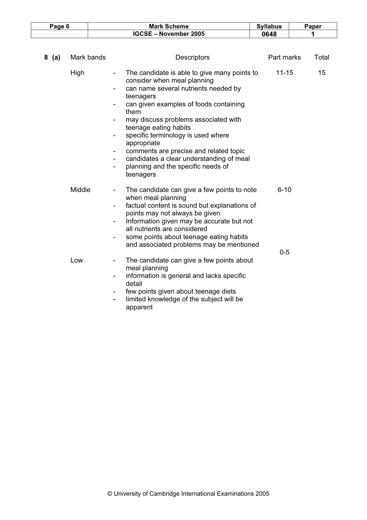 Mark scheme, page 7 of 11