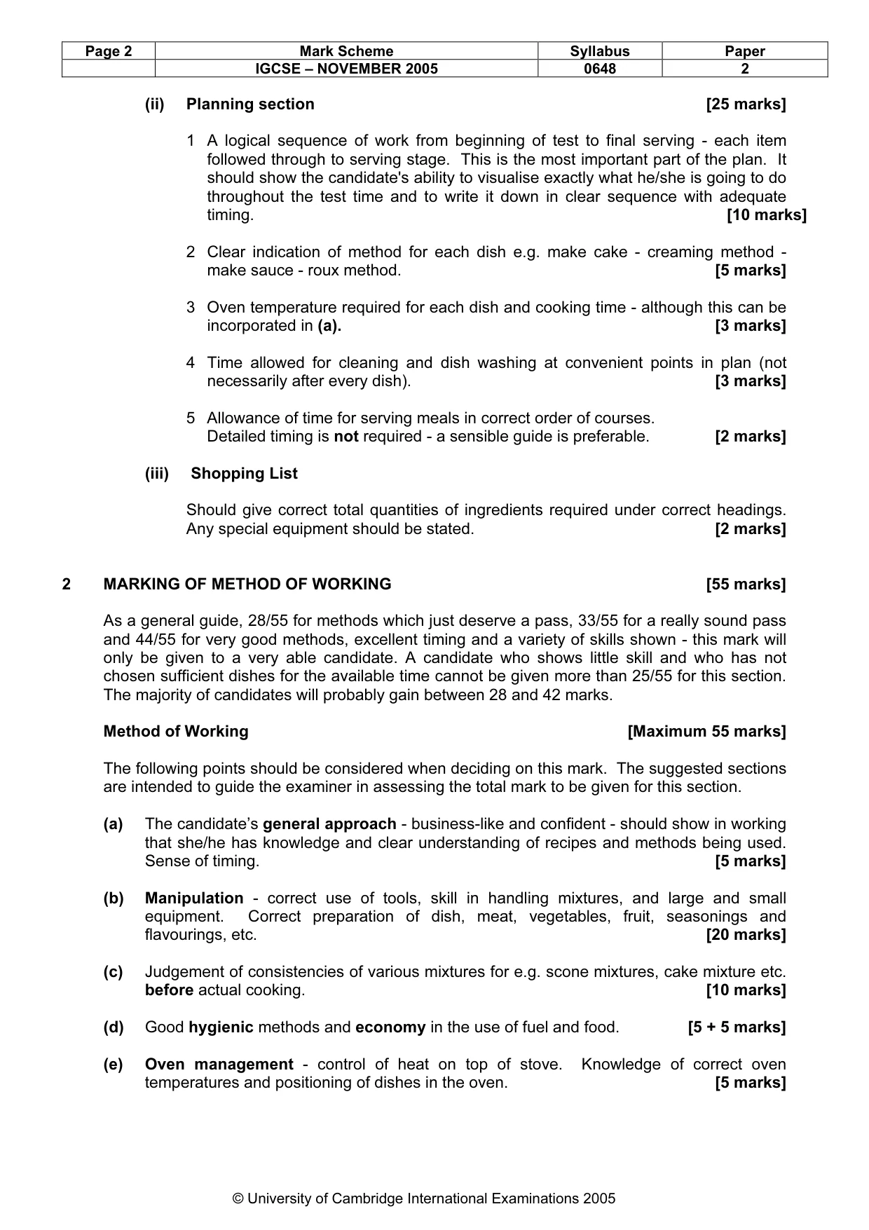 Mark scheme, page 3 of 5