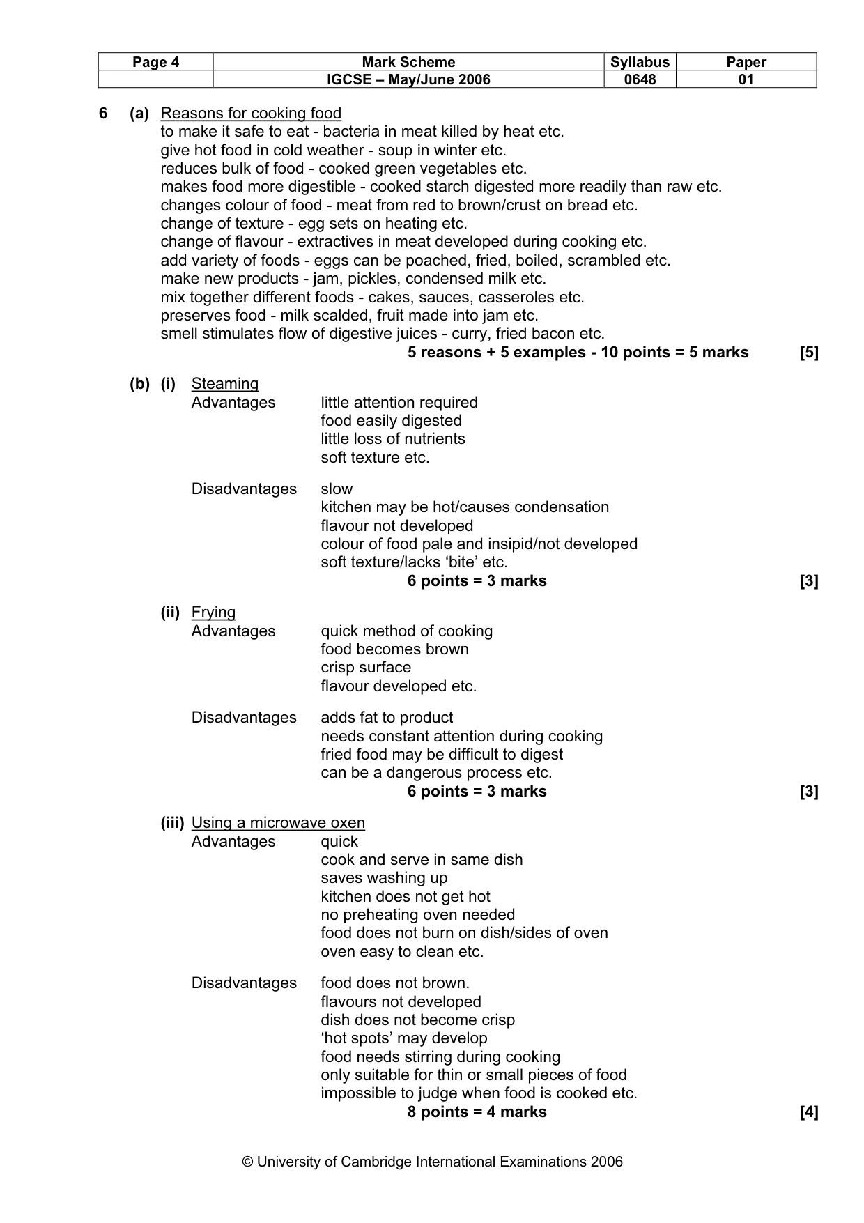 Mark scheme, page 5 of 10