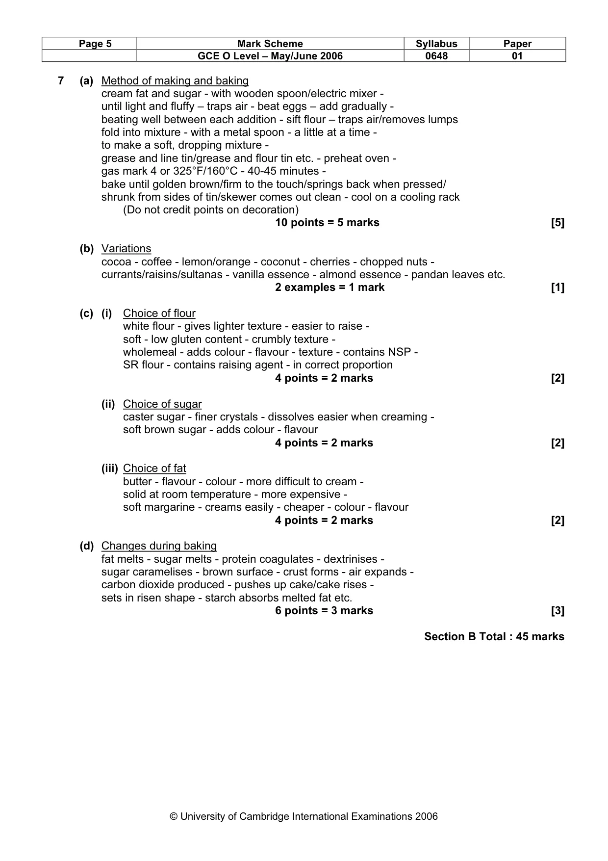Mark scheme, page 6 of 10