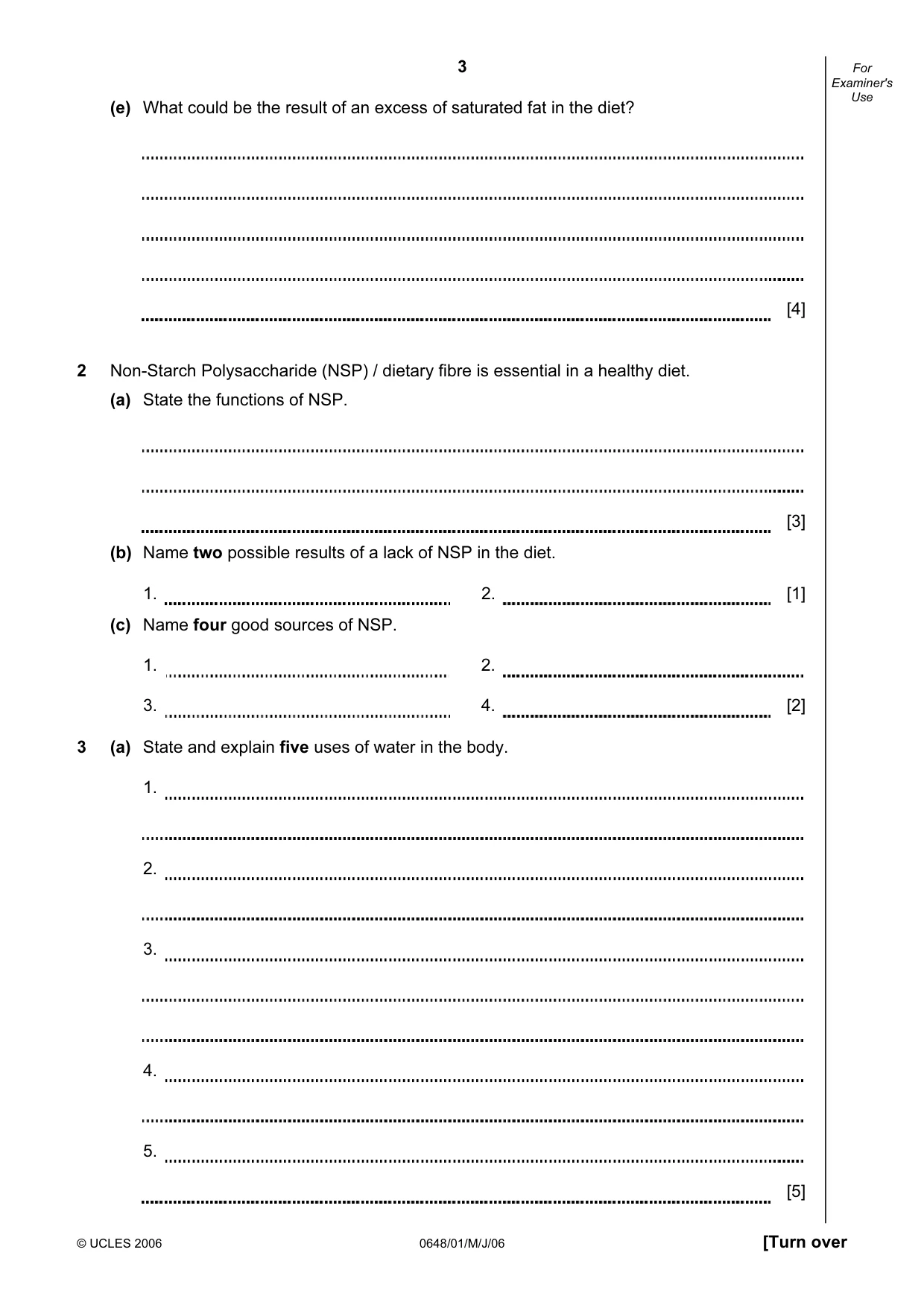 Cambridge IGCSE Food and Nutrition 0648 2006 May/June Paper 1 · Variant 1 question paper, page 3 of 12
