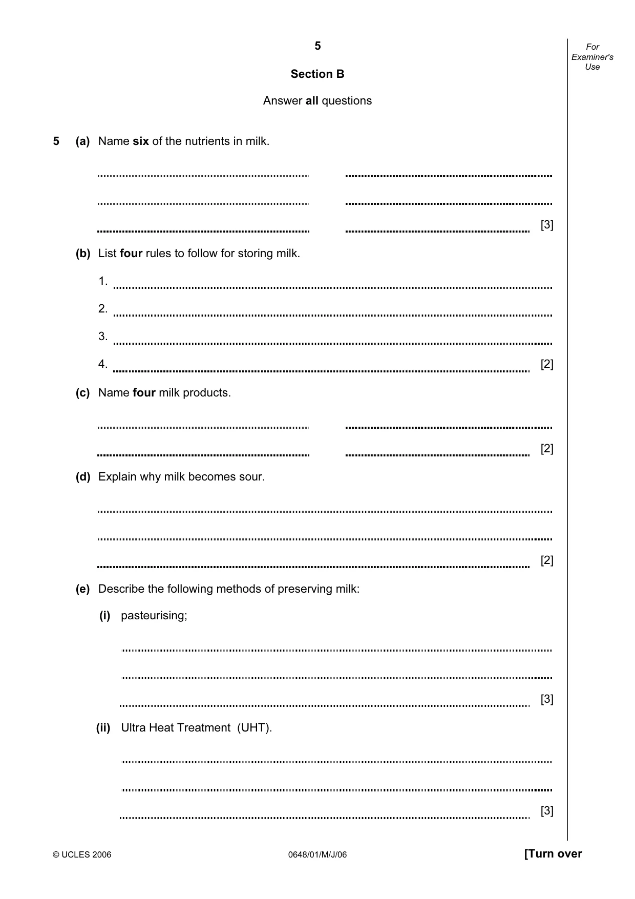 Cambridge IGCSE Food and Nutrition 0648 2006 May/June Paper 1 · Variant 1 question paper, page 5 of 12