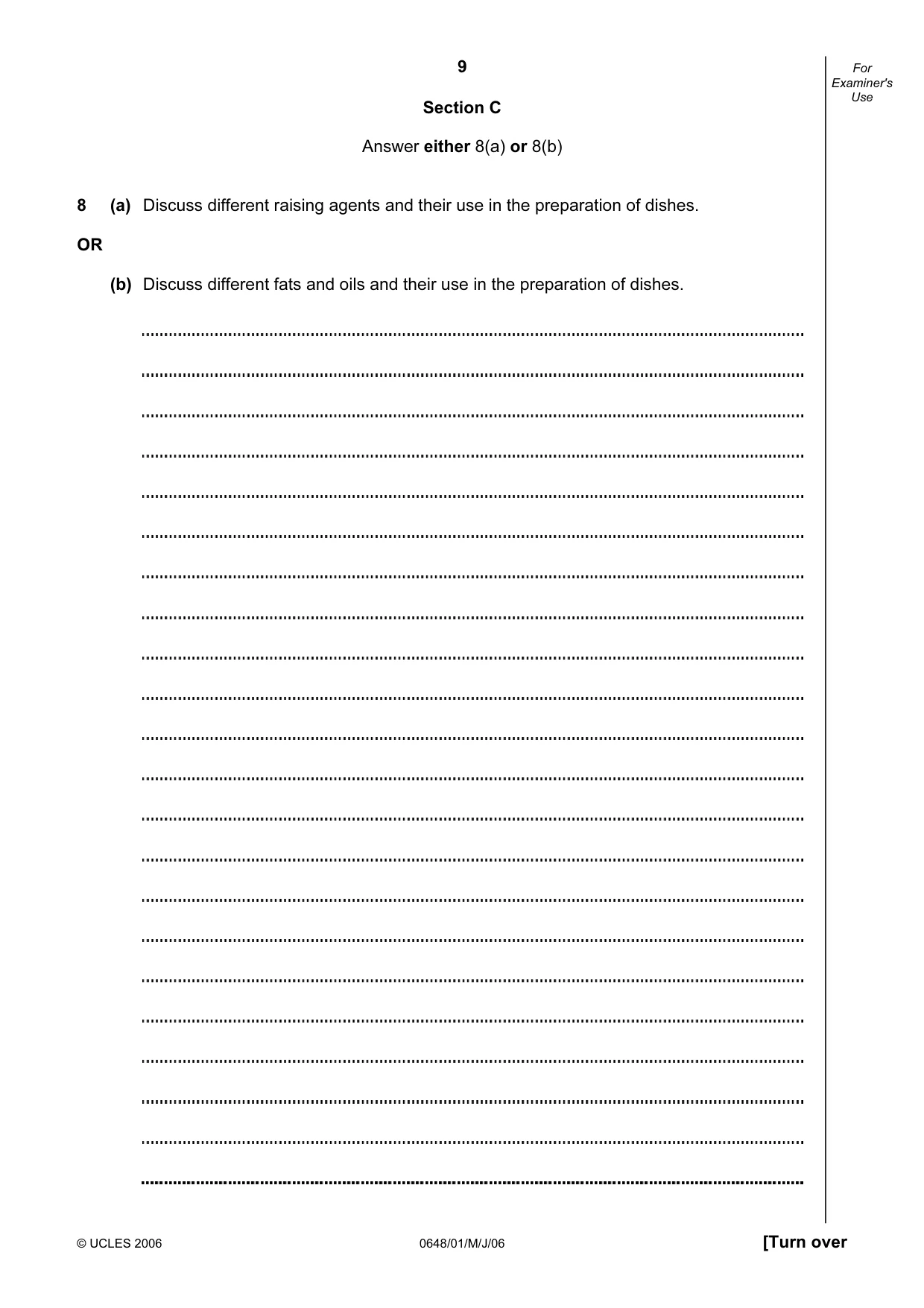 Cambridge IGCSE Food and Nutrition 0648 2006 May/June Paper 1 · Variant 1 question paper, page 9 of 12
