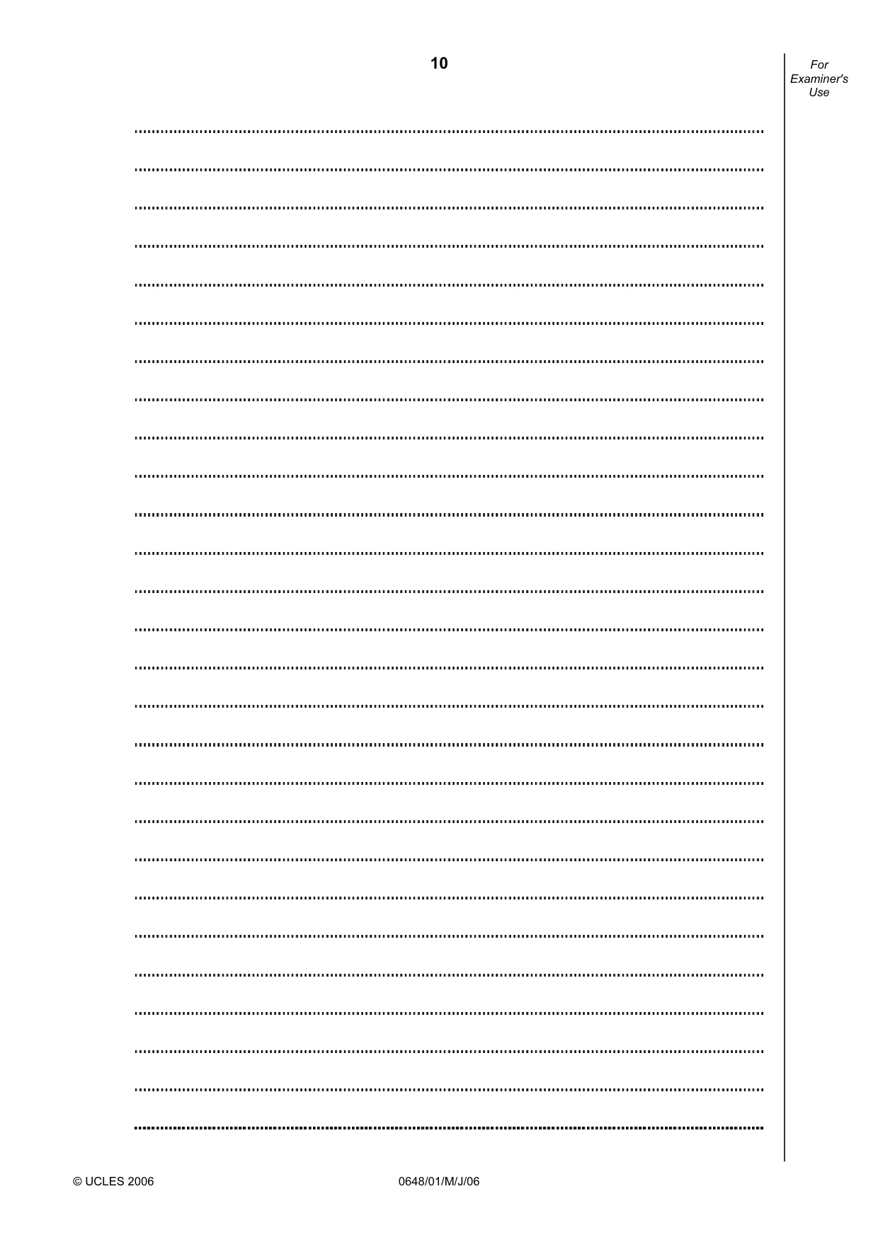 Cambridge IGCSE Food and Nutrition 0648 2006 May/June Paper 1 · Variant 1 question paper, page 10 of 12