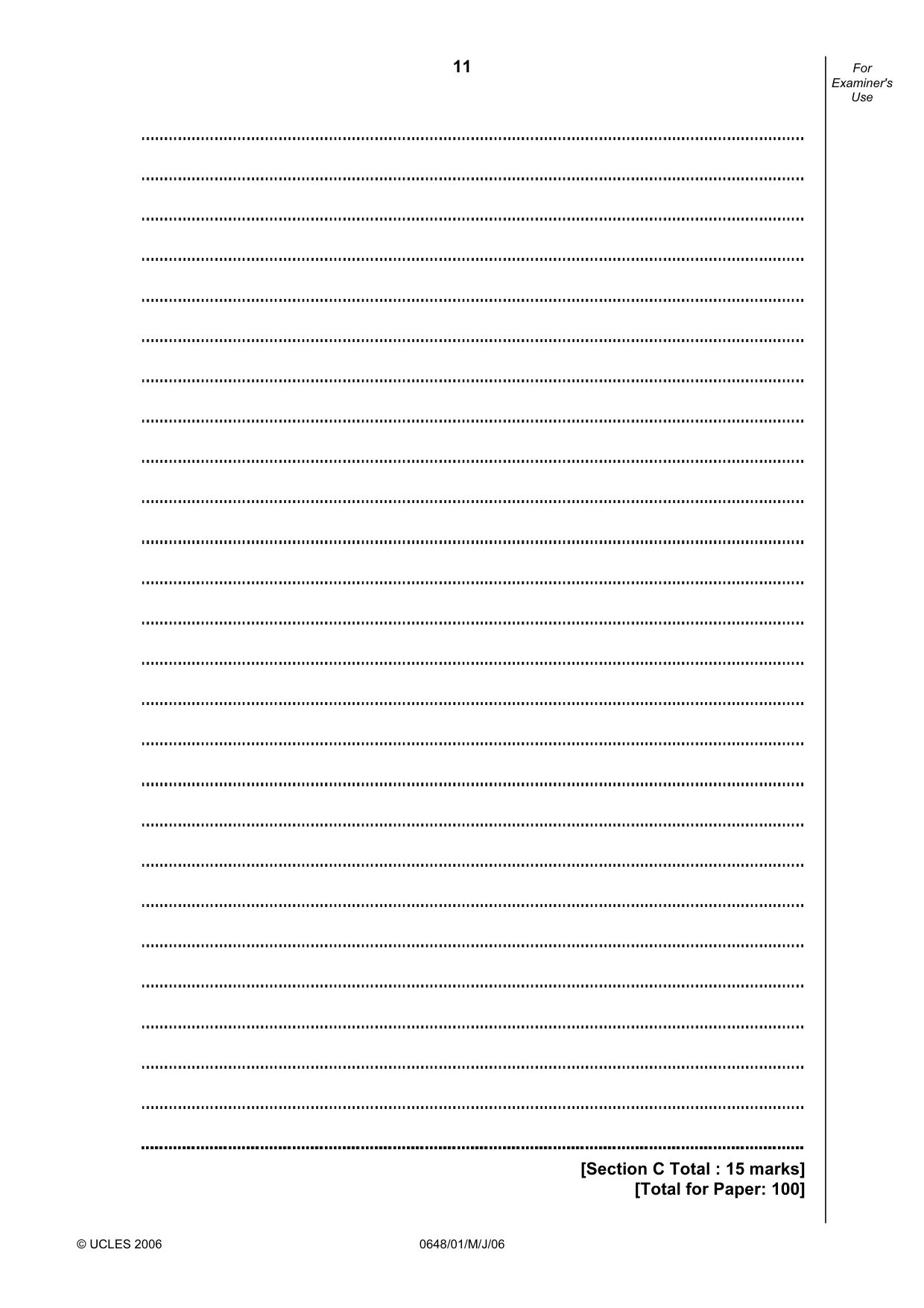 Cambridge IGCSE Food and Nutrition 0648 2006 May/June Paper 1 · Variant 1 question paper, page 11 of 12