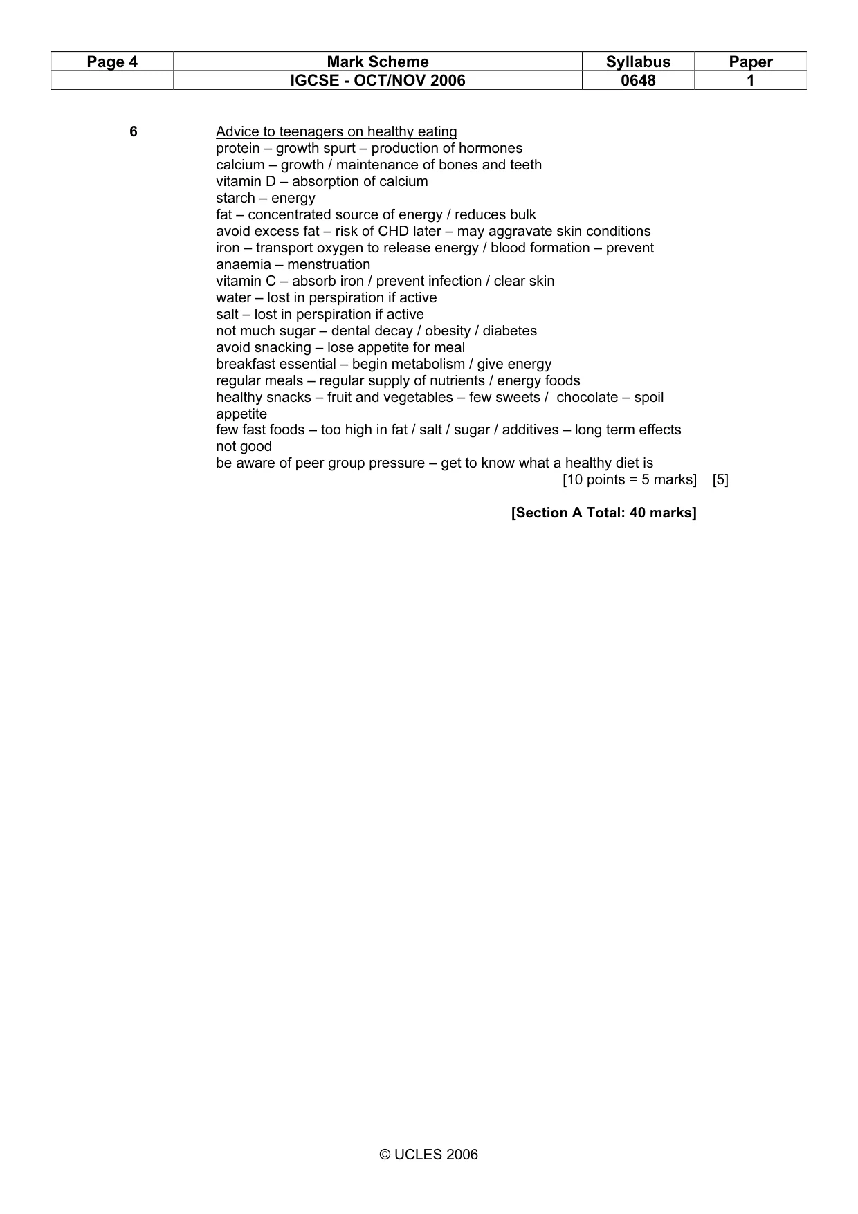 Mark scheme, page 4 of 10