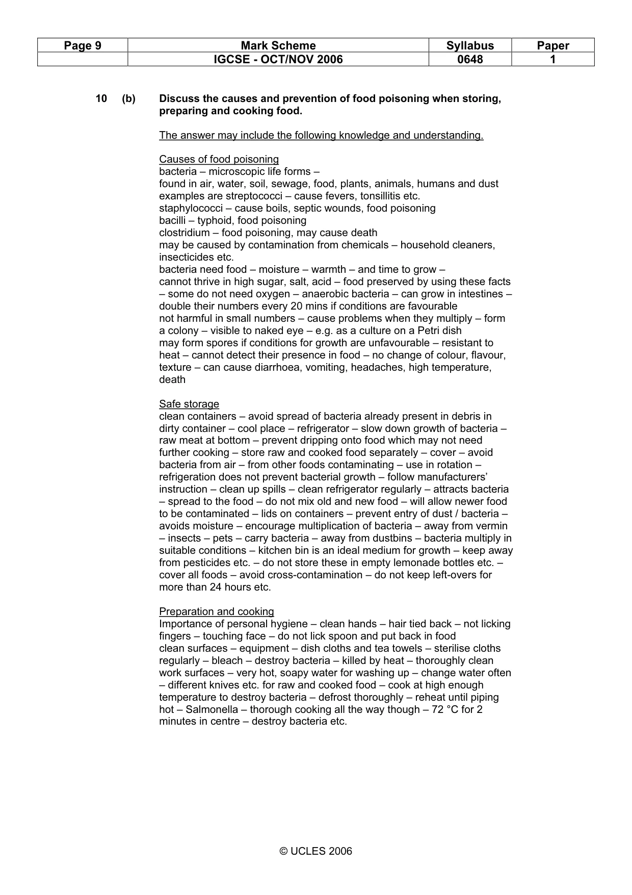 Mark scheme, page 9 of 10
