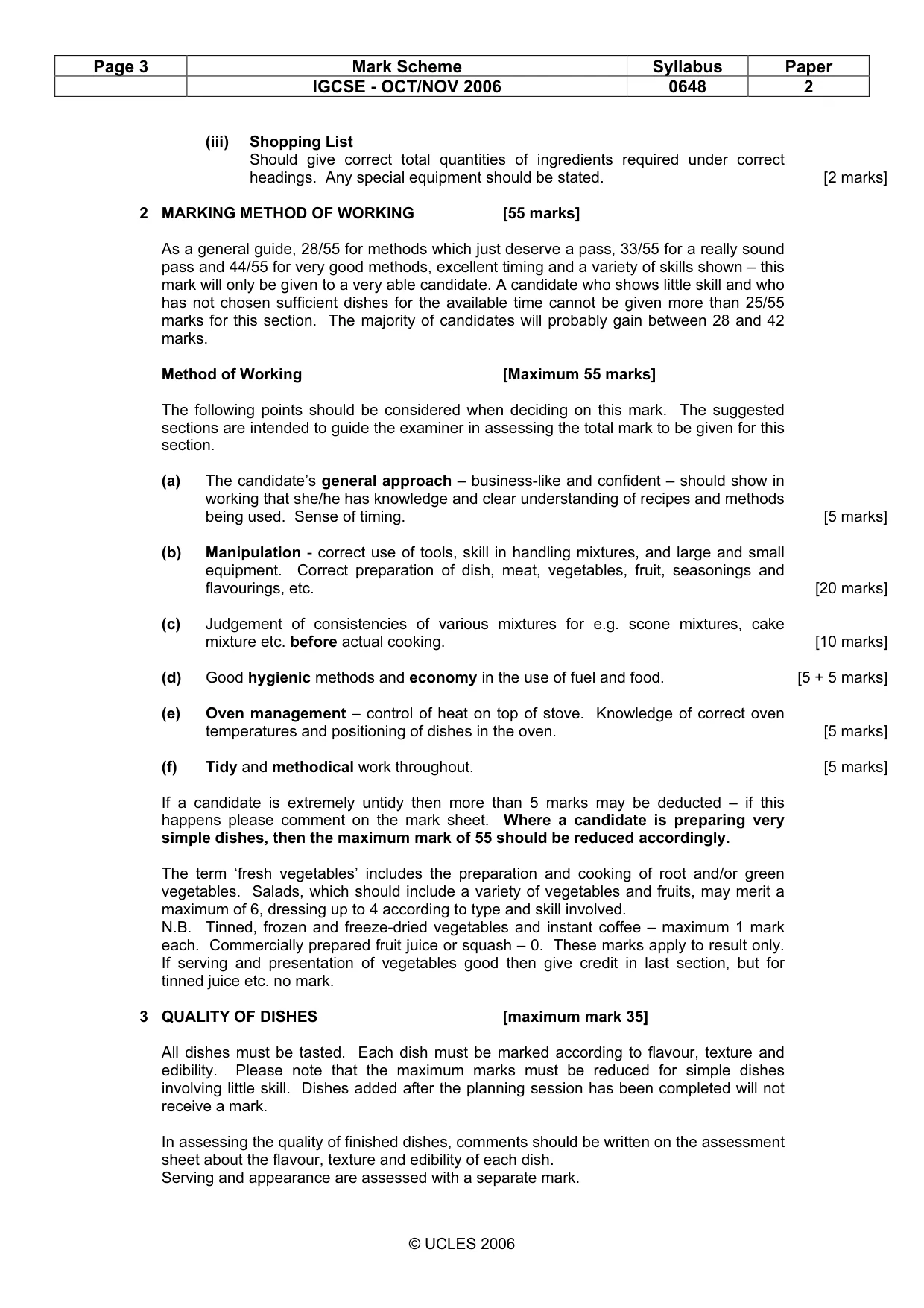 Mark scheme, page 3 of 4