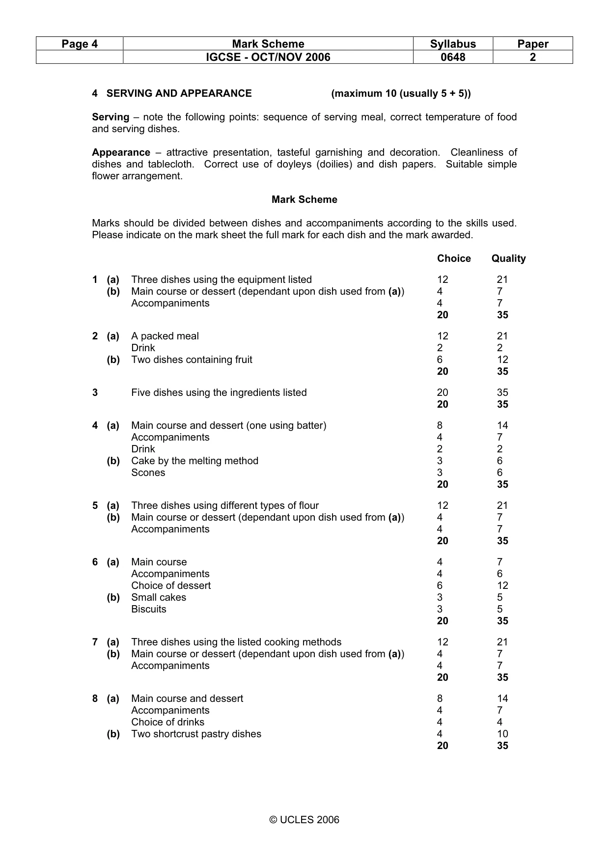 Mark scheme, page 4 of 4