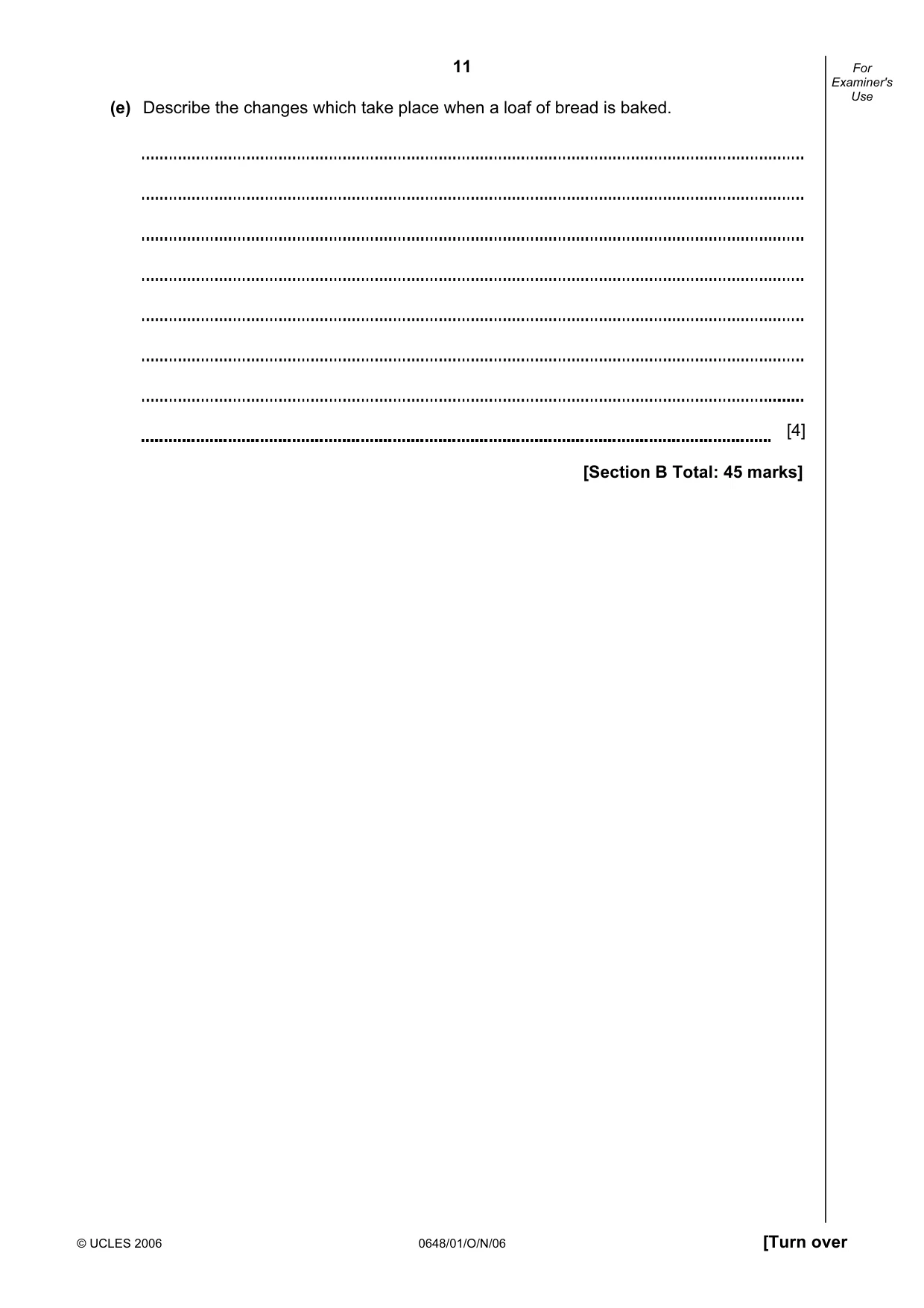 Cambridge IGCSE Food and Nutrition 0648 2006 Oct/Nov Paper 1 · Variant 1 question paper, page 11 of 16