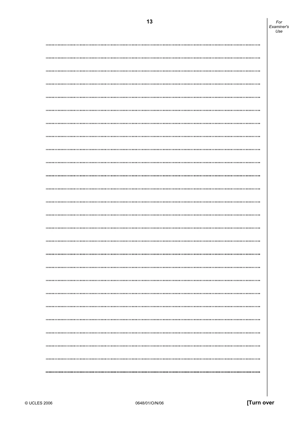 Cambridge IGCSE Food and Nutrition 0648 2006 Oct/Nov Paper 1 · Variant 1 question paper, page 13 of 16