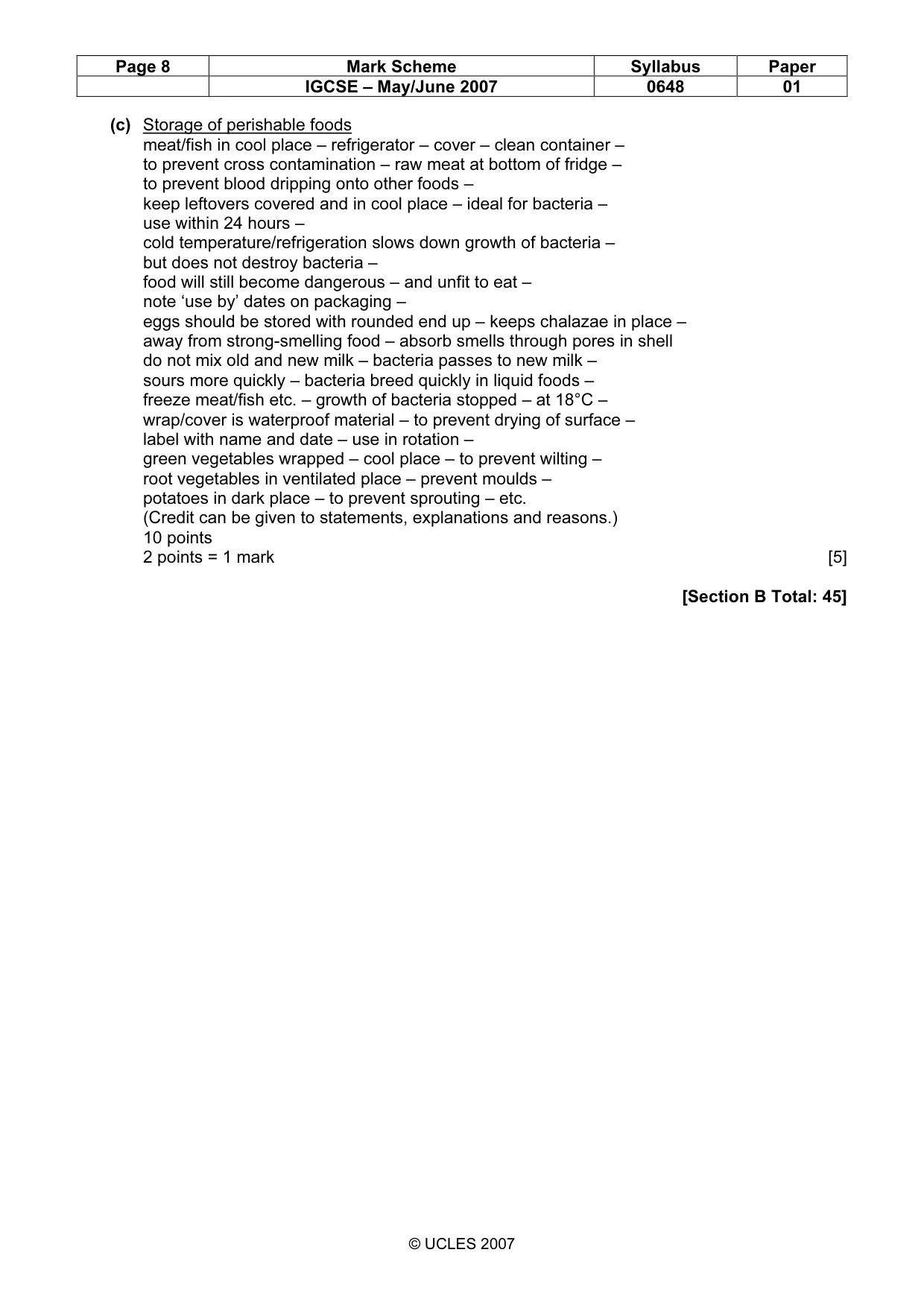 Mark scheme, page 8 of 13