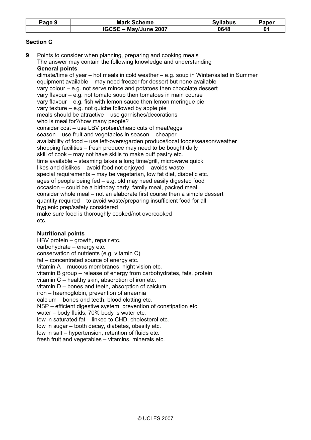 Mark scheme, page 9 of 13