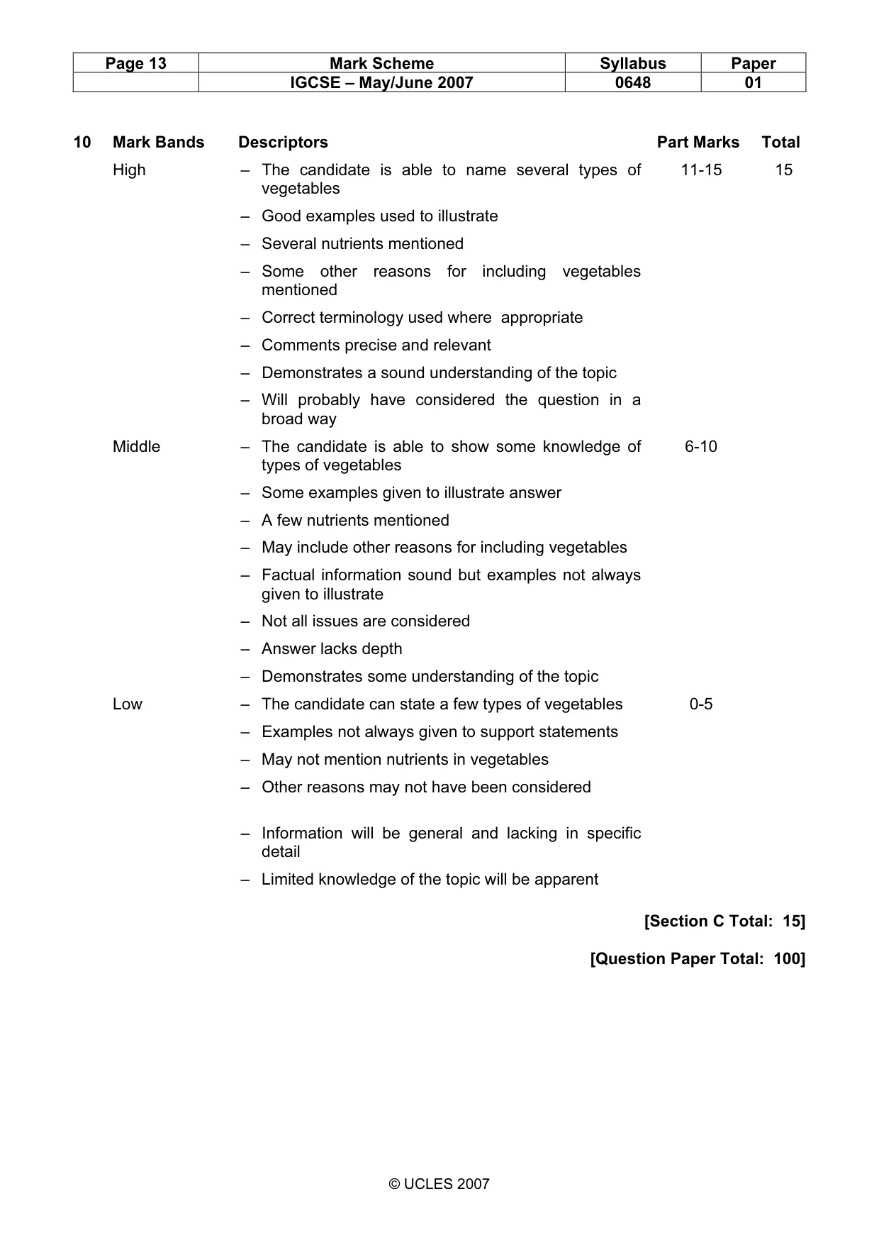 Mark scheme, page 13 of 13