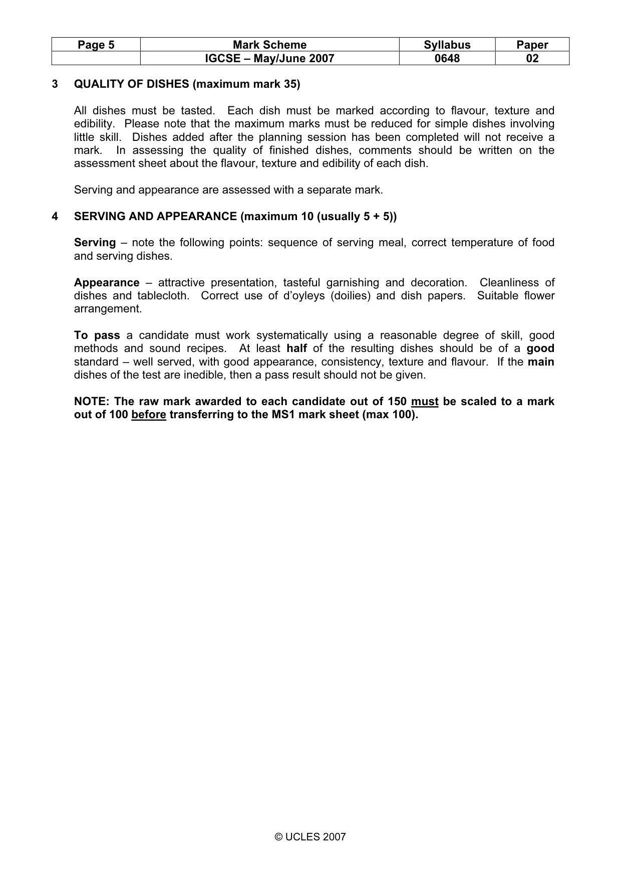 Mark scheme, page 5 of 7