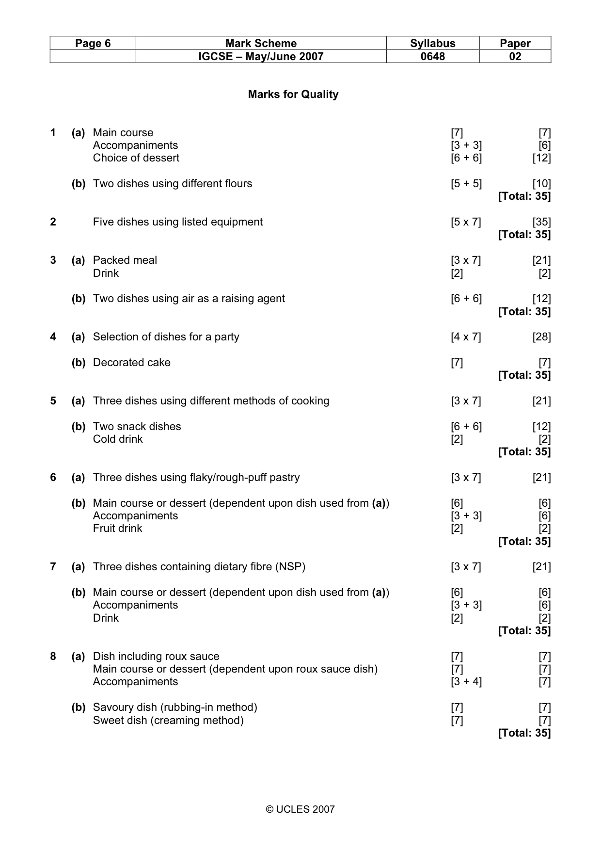 Mark scheme, page 6 of 7
