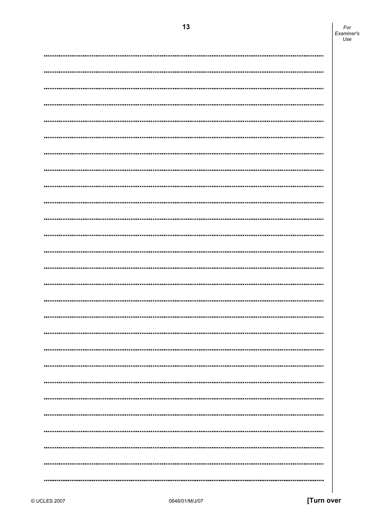 Cambridge IGCSE Food and Nutrition 0648 2007 May/June Paper 1 · Variant 1 question paper, page 13 of 16